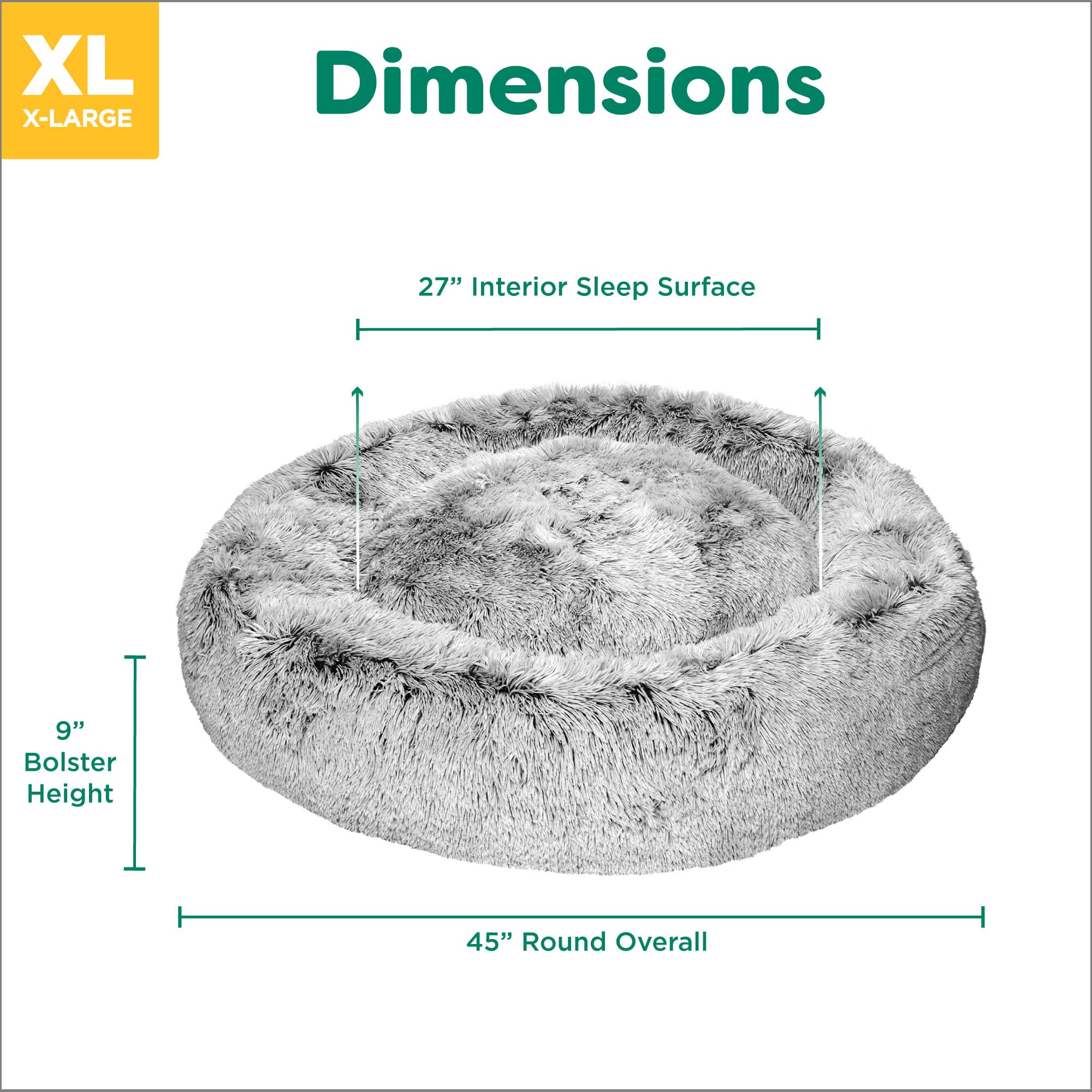 Furhaven 45 Round Calming Donut Dog Bed for Large Dogs, Refillable w/ Removable Washable Cover, For Dogs Up to 90 lbs - Shaggy P