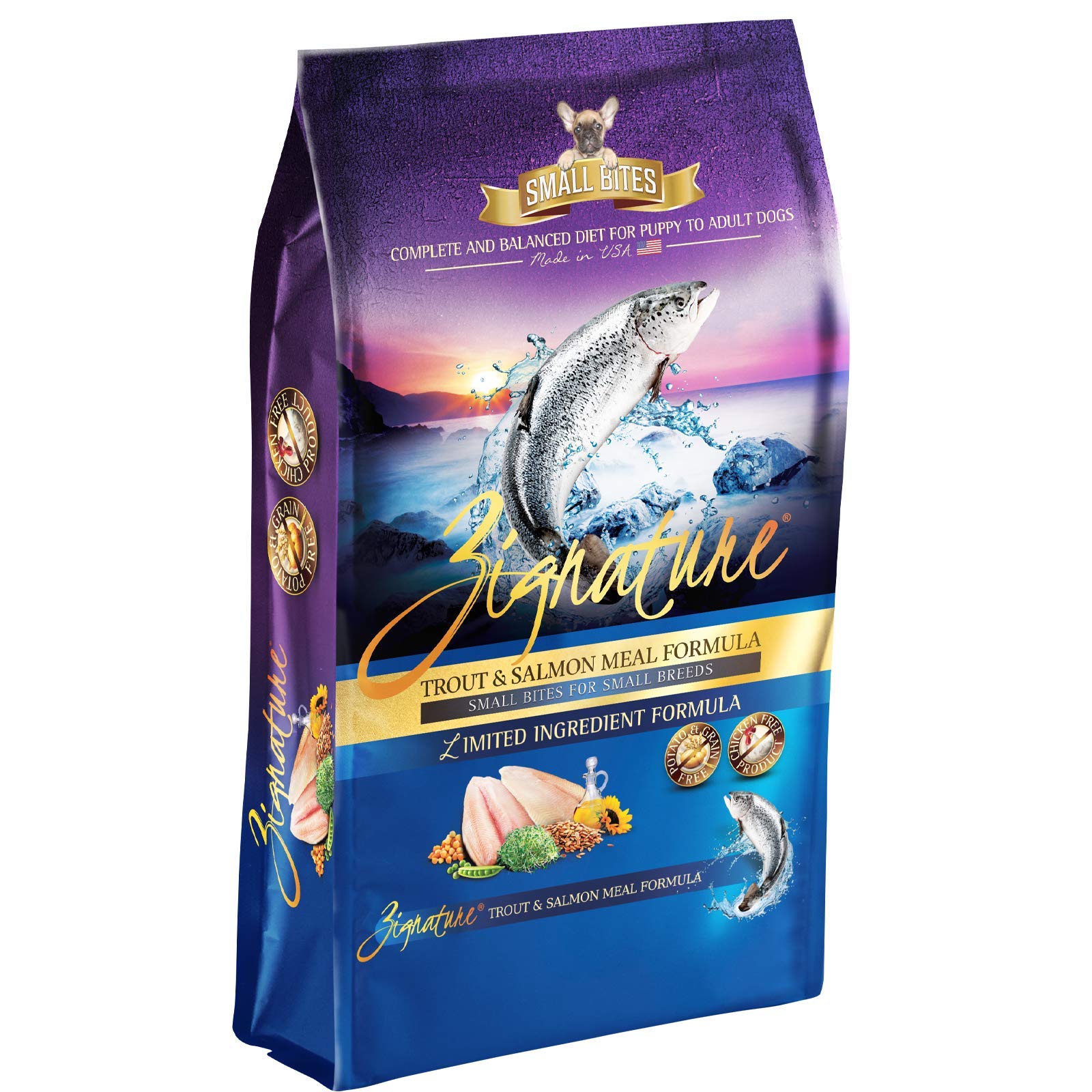 Zignature Trout & Salmon Limited Ingredient Formula Dry Dog Food Small Bites 4lb