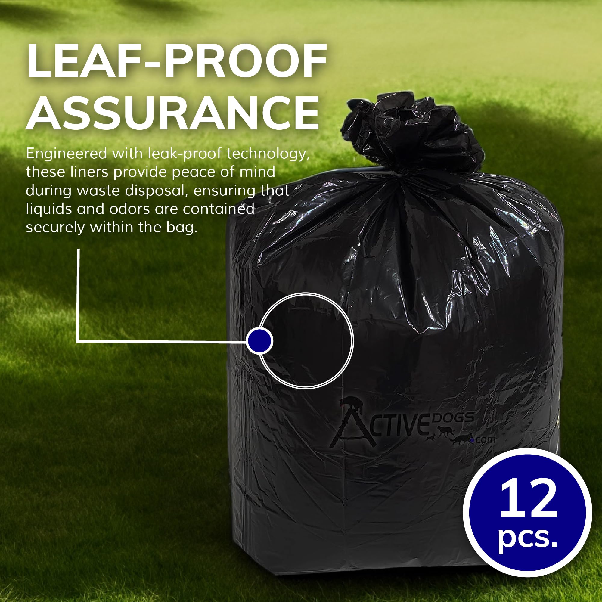 Activedogs Dog Poop Bucket Bags 12Pk - Heavy Duty 5 Gallon Poop Bags For Dogs Waste Removal Trash Can, Bucket Or Pail - Extra Th