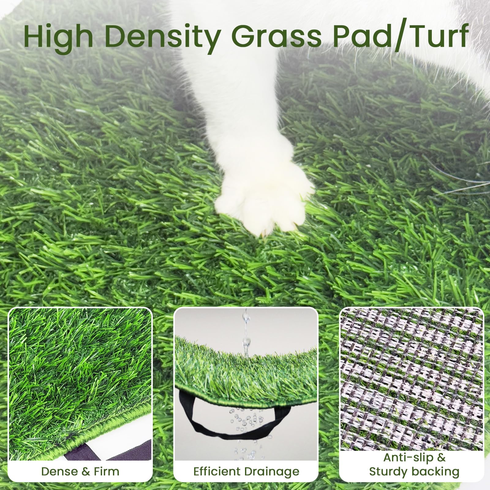 Dog Grass Pad With Tray, Grass Pad For Dogs Potty 24' X 17.7', Stainless Steel Tray & Grate, 1 Pcs Replacement Artificial Gras