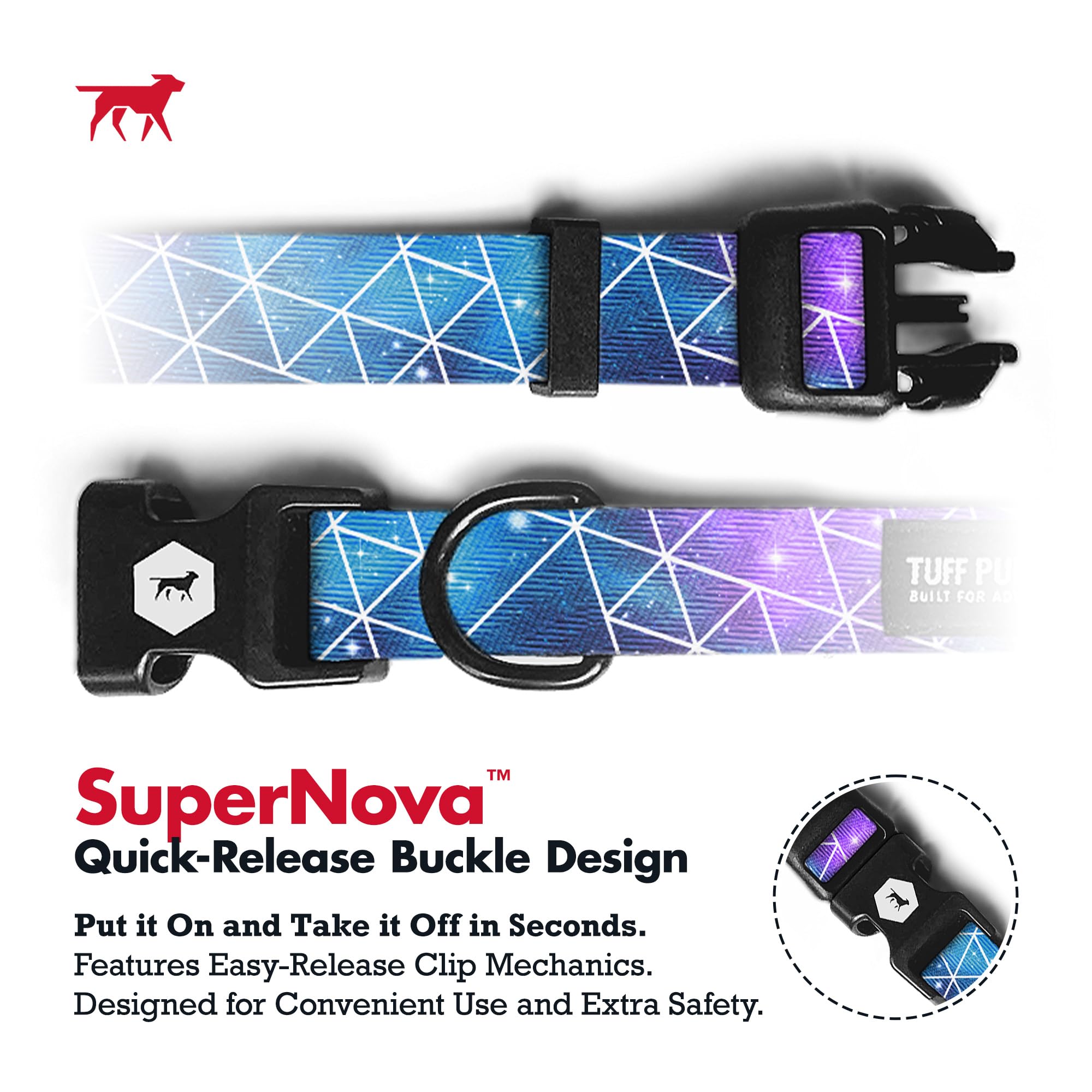 Tuff Pupper Premium Adjustable Dog Collar for Medium Dogs, Stylish Pattern Collars Designed in USA, Quick Release Buckle, Supern
