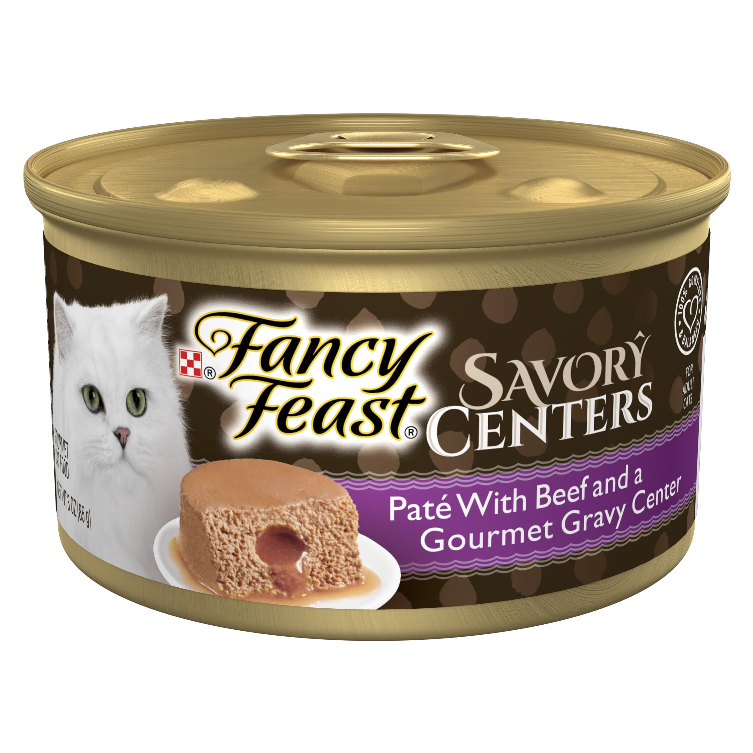 Purina Fancy Feast Savory Centers Pate Adult Wet Cat Food With Beef and a Gravy Center - (Pack of 24) 3 oz. Cans