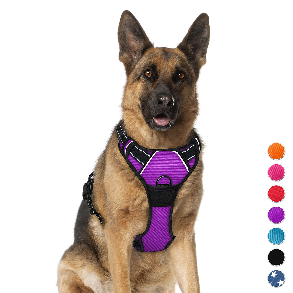 Barkbay No Pull Dog Harness Large Step In Reflective Dog Harness With Front Clip And Easy Control Handle For Walking Training Running(Purple,Xl)