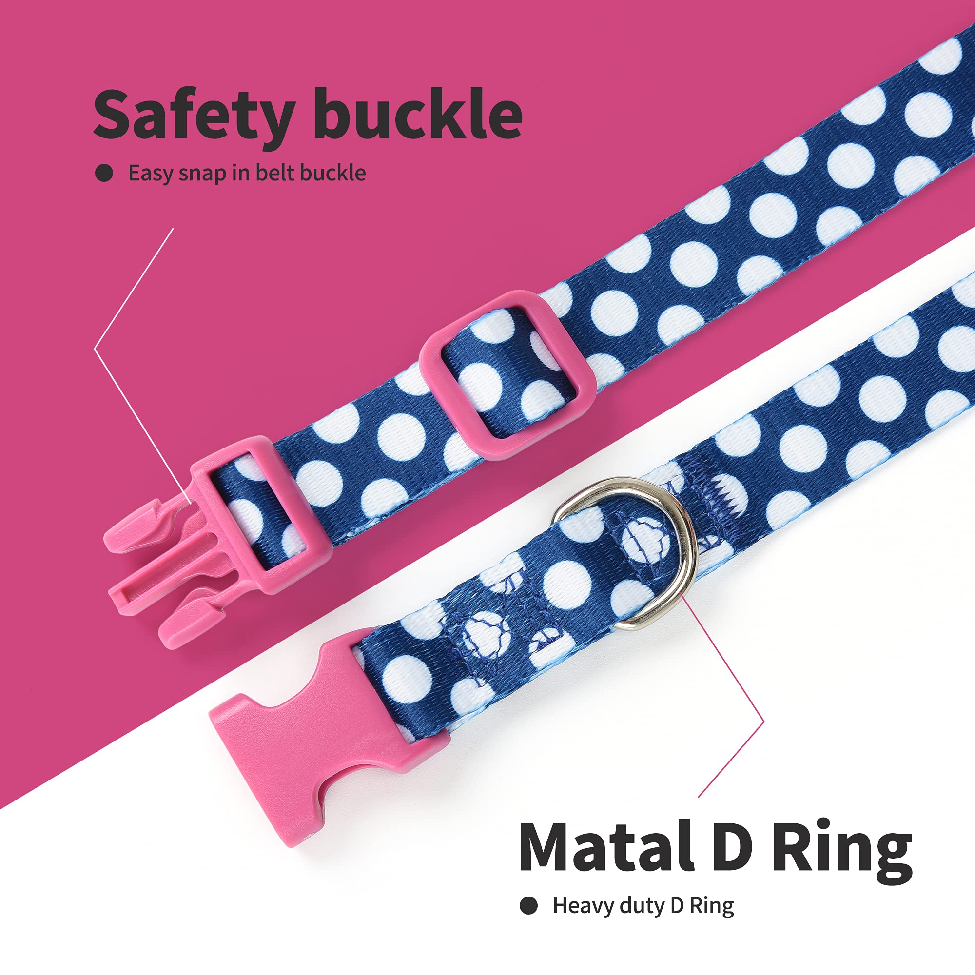 Mile High Life Dog Collar | Cute Puppy Collars | Lightweight Girl Dog Collar | Soft Boy Dog Collars | W Geometric Plaid Wave Line Pattern (Blue/White, Large)