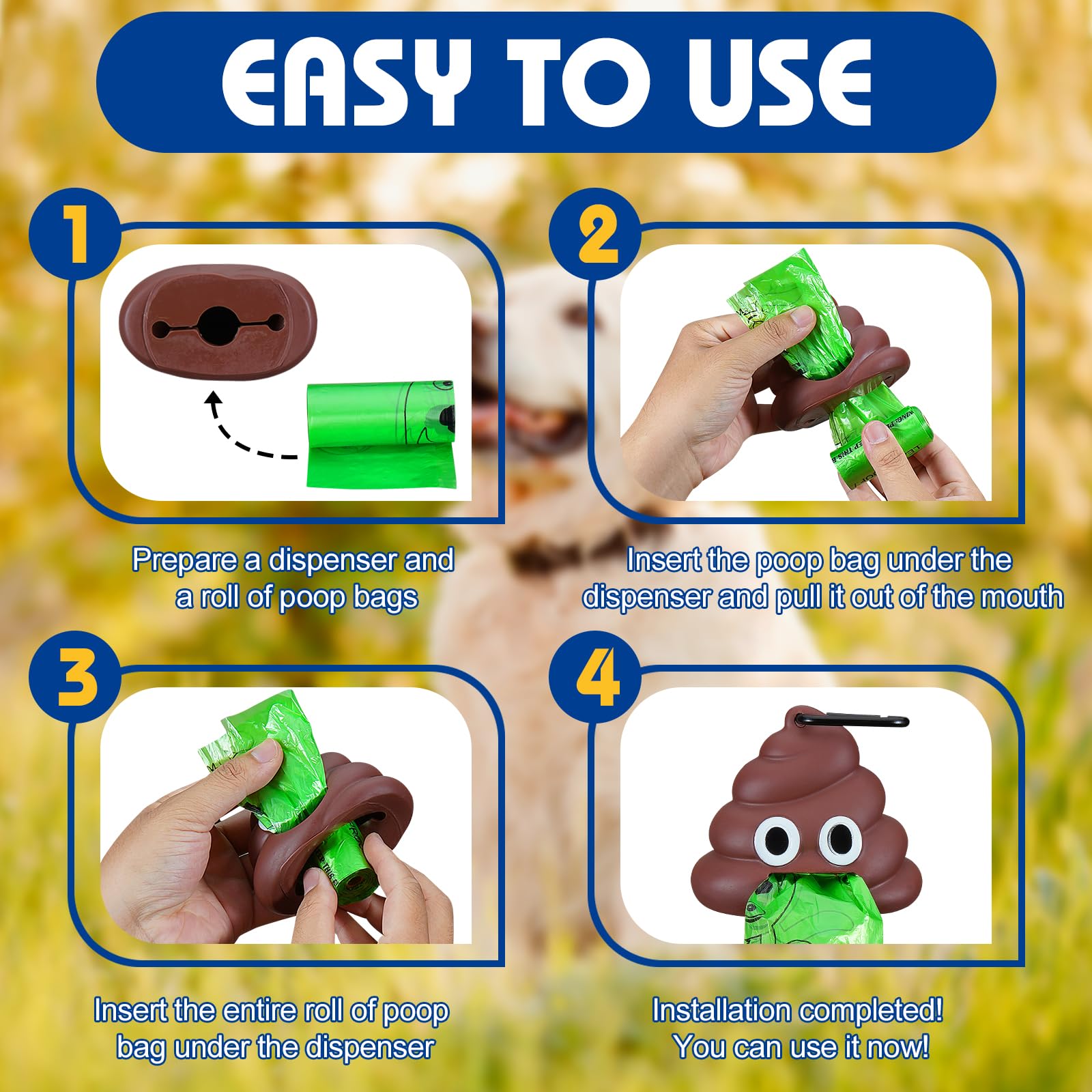 Letalong Dog Poop Bag With Holder, 150 Counts Biodegradable Scented Doggie Waste Bags With 1 Dispenser, Pet Poop Bags Rolls For