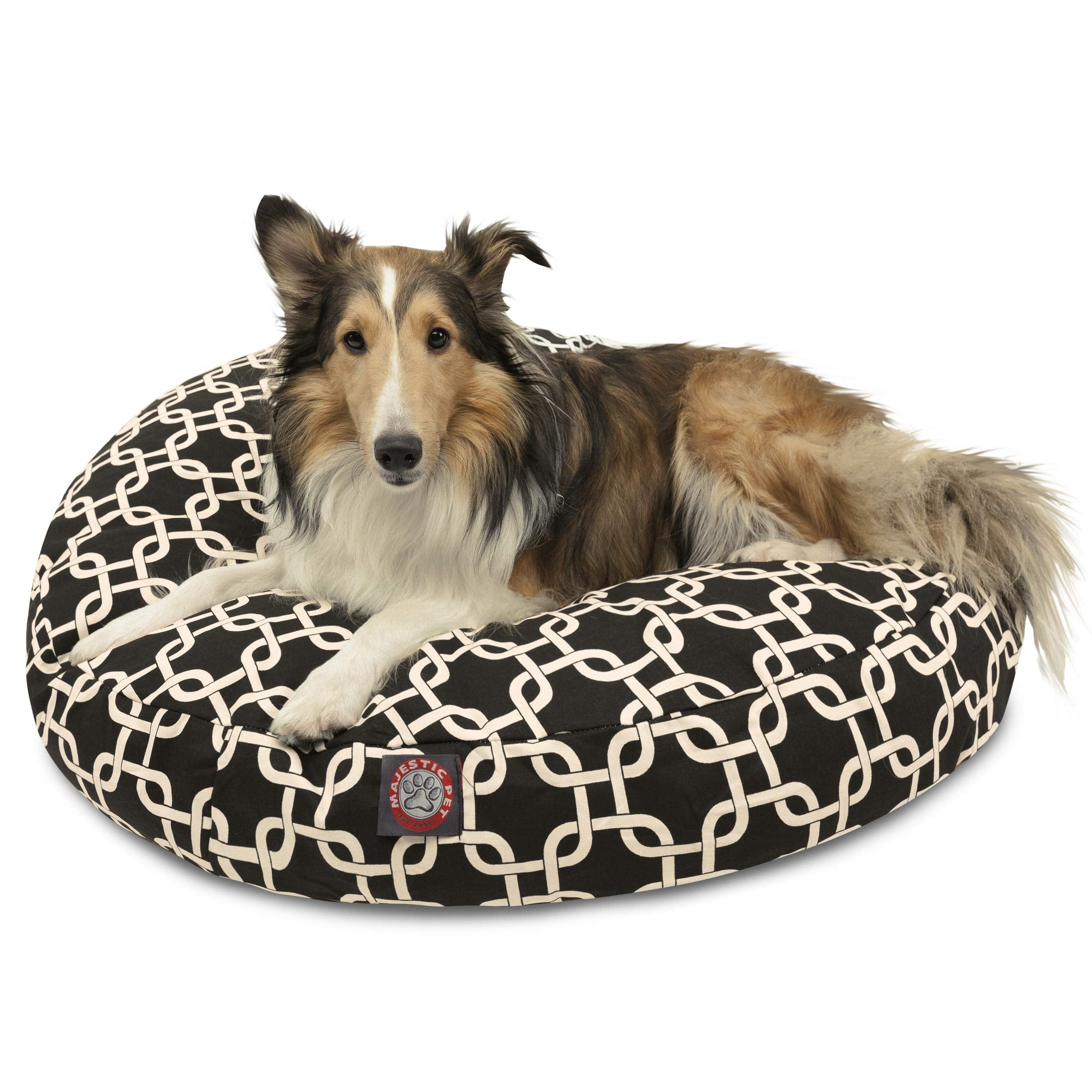 Black Links Medium Round Indoor Outdoor Pet Dog Bed With Removable Washable Cover By Majestic Pet Products