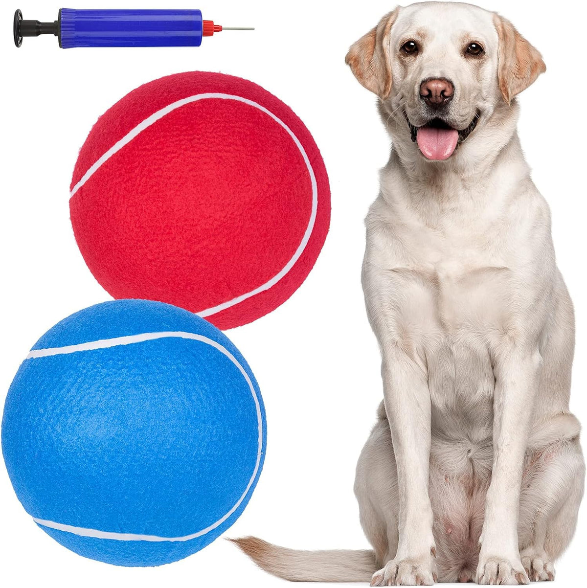 Expawlorer Dog Toy Ball-9.5''Giant Tennis Balls For Dogs, Christmas Dog Toy Balls, Interactive Large Tennis Balls For Dogs With Inflating Needles For Training Playing Sports