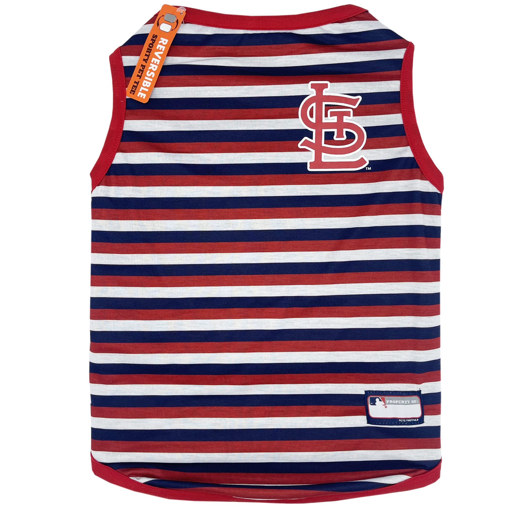 Pets First Mlb St Louis Cardinals Reversible T-Shirt, Medium For Dogs & Cats. A Pet Shirt With The Team Logo; Stripe Tee Shirt O