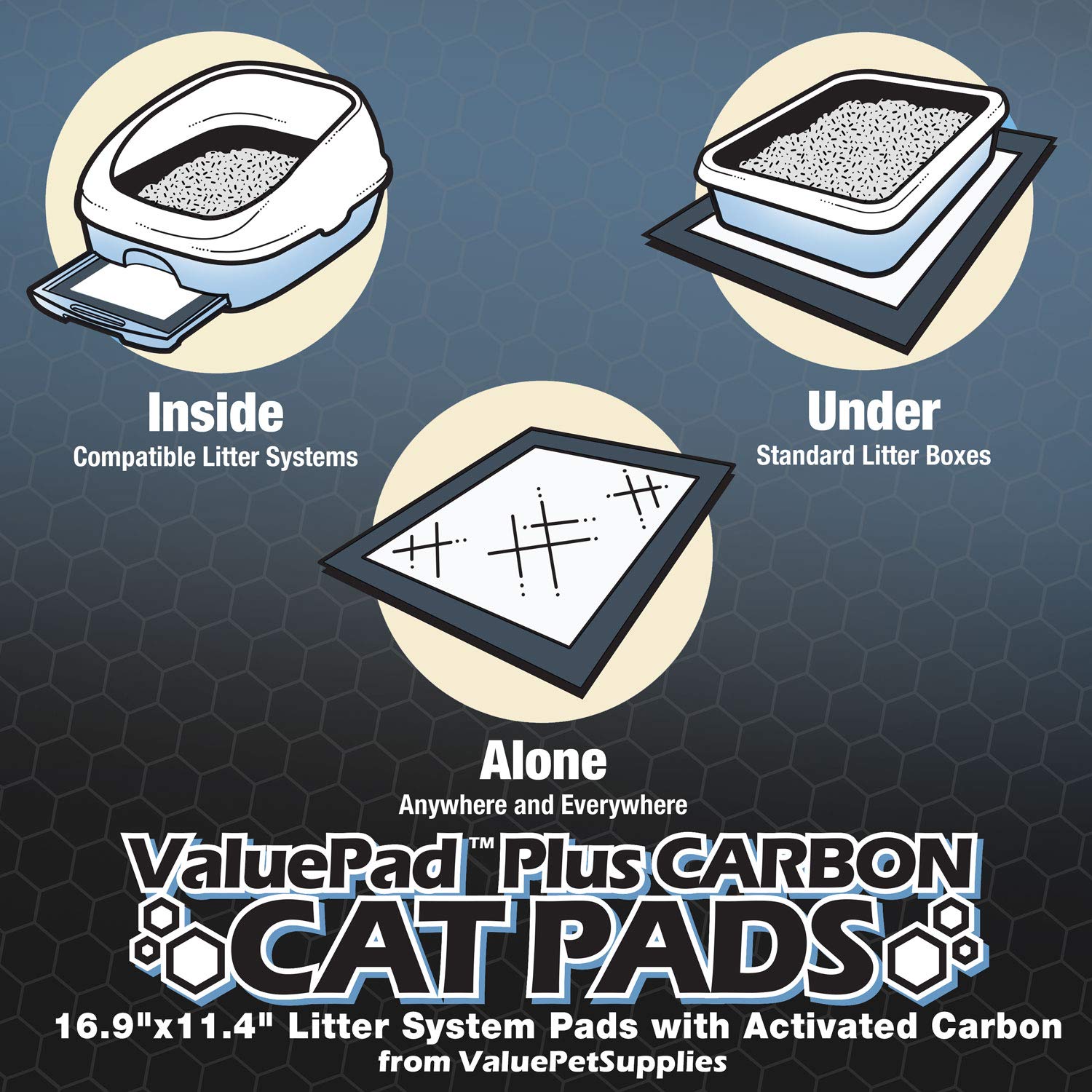 ValuePad Plus Cat Litter Pads, 16.9x11.4 Inch, Carbon, 100 Count - Breeze Compatible Refills - Quick-Dry, Super Absorbent Gel Ca