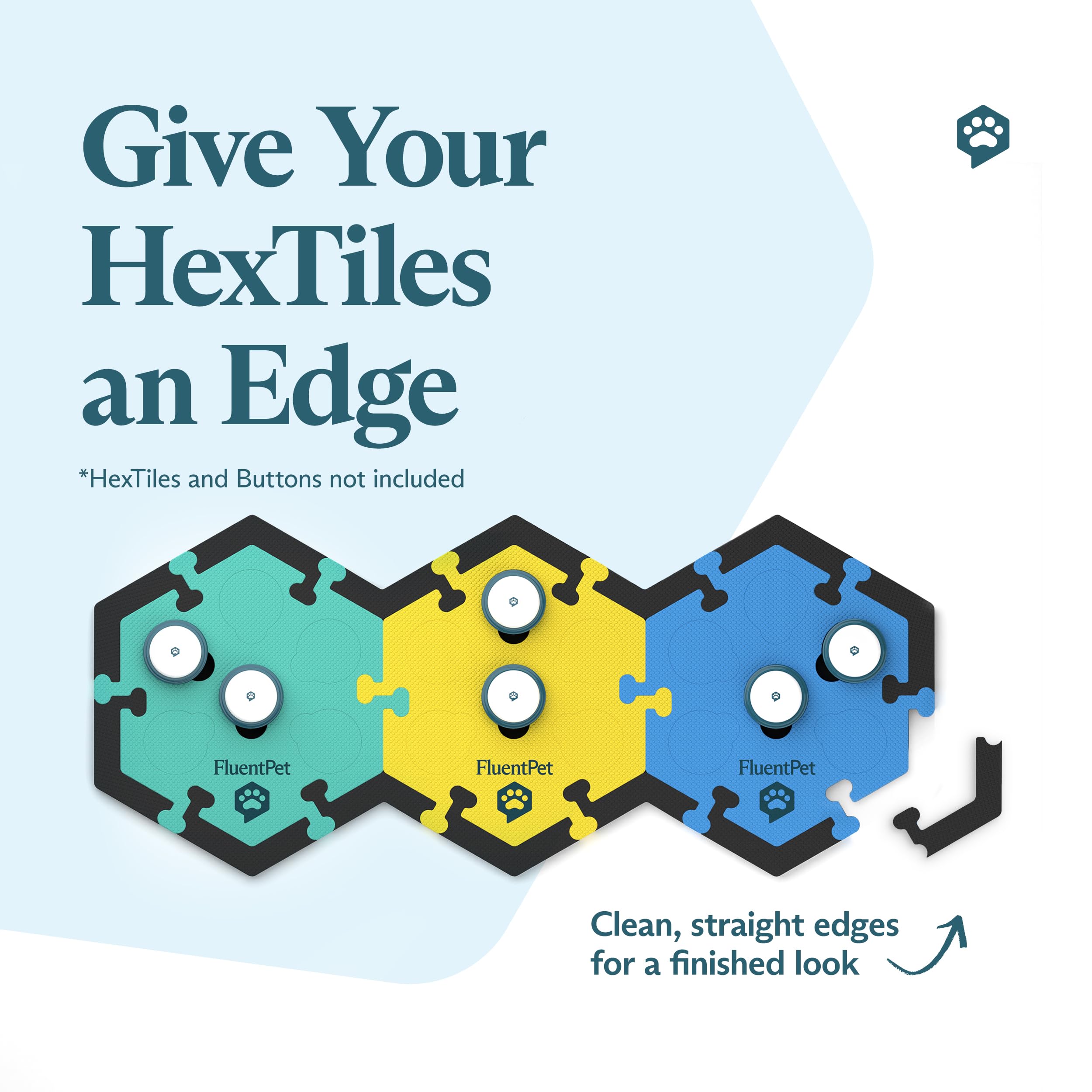 Fluentpet Edge Pieces (Set Of 32) - Edge Pieces For Hextiles That Hold Cat & Dog Buttons For Communication - Edge Pieces Protect