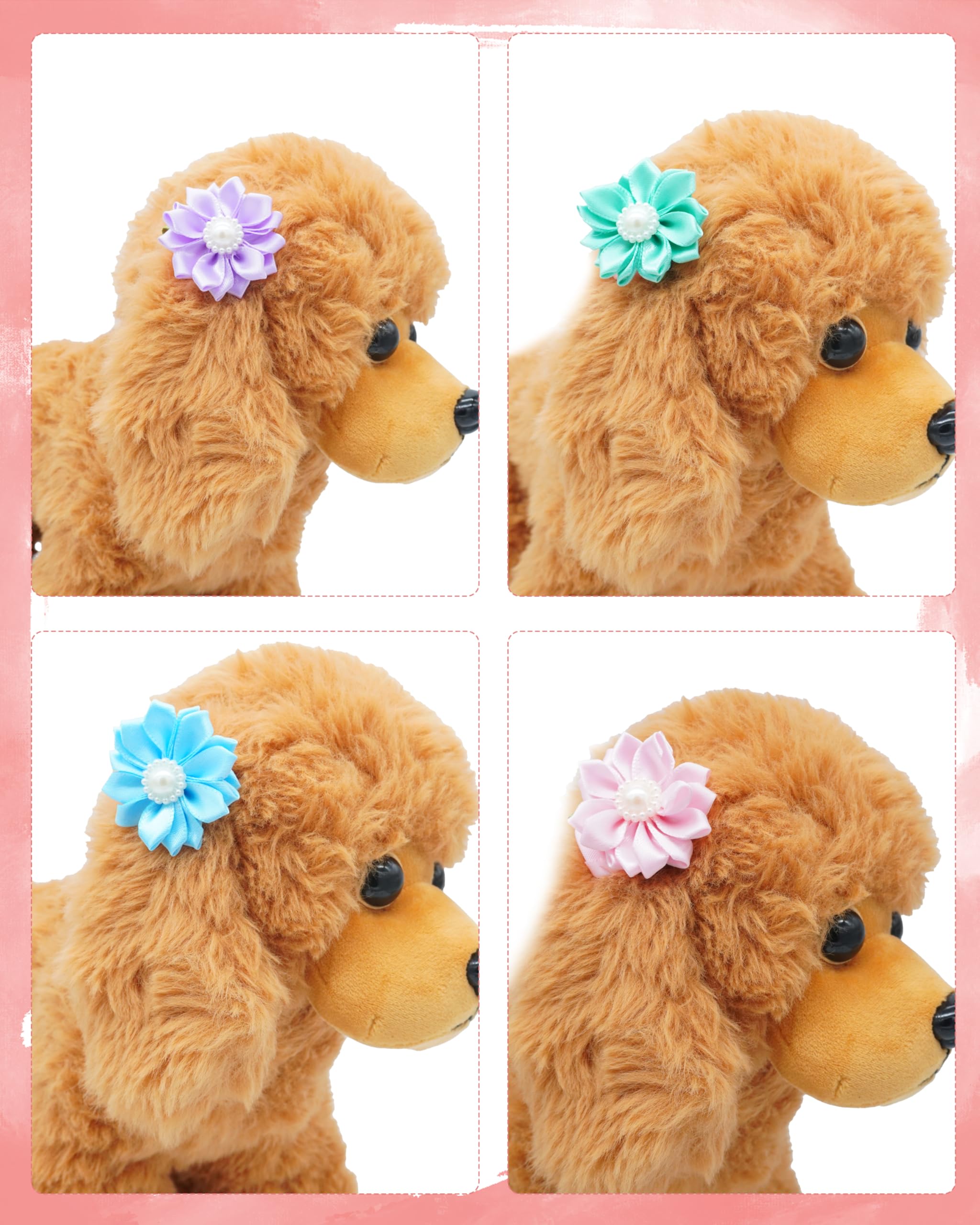 Pet Show 20 Pack/10 Pairs Flower Small Dogs Hair Bows With Rubber Bands For Small Dogs Cat Puppy Topknot Party Birthday Grooming