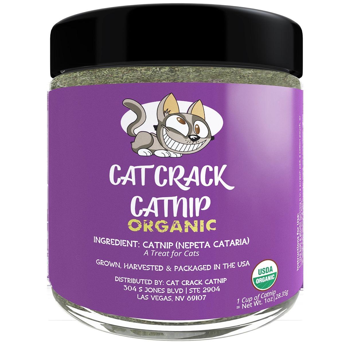 Cat Crack Organic Catnip, 100% Natural Cat Nips Organic Blend That Energizes And Excites Cats, Safe Catnip Treats Used For Cat Play, Cat Training, & New Organic Catnip Toys For Cats(1 Cup Organic)