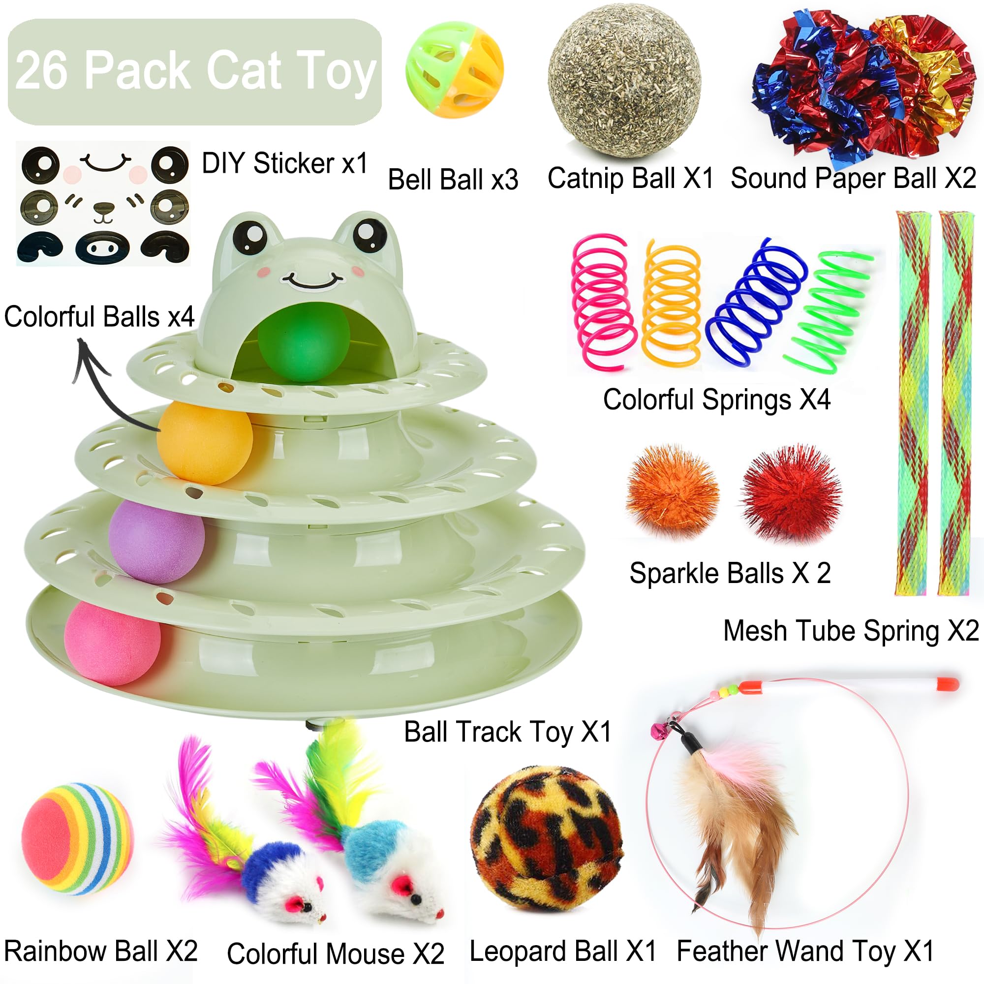 Suhaco Cat Toys Interactive For Indoor Cats Kitten Toy Fun Roller 4 Level Cat Teaser Ball Toys With 4 Colorful Balls Kitten Puzz