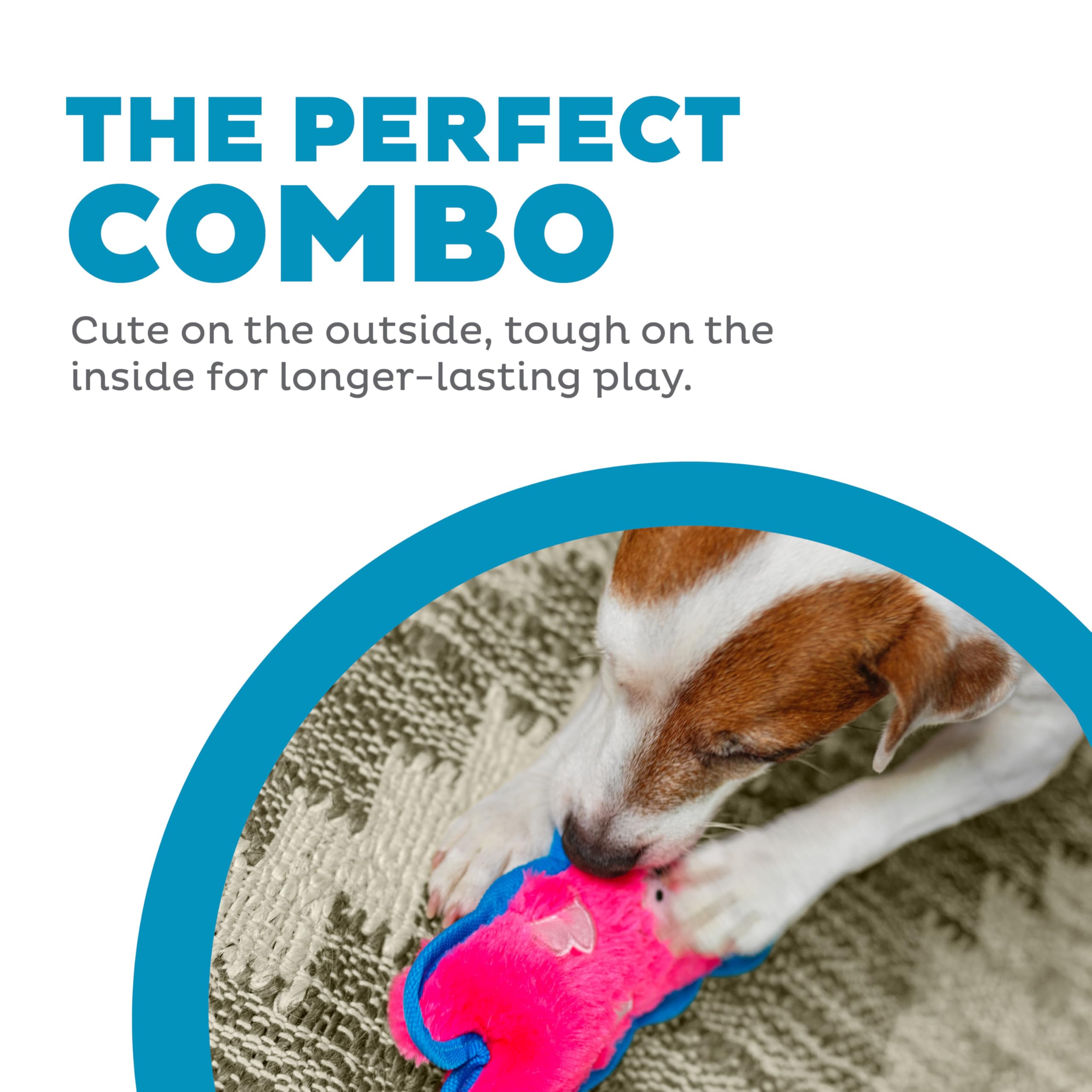 Outward Hound Durablez Tough Plush Squeaky Dog Toy, Pig, Pink, Xs