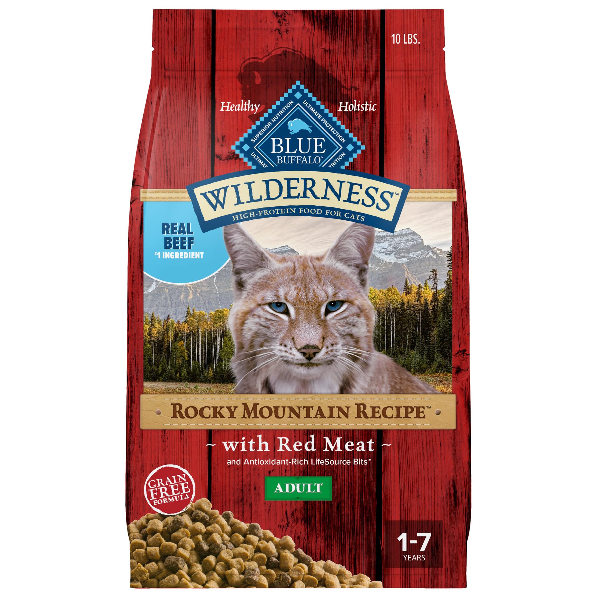 Blue Buffalo Wilderness Adult Dry Cat Food, Rocky Mountain Recipe, Chicken-Free & Grain-Free Recipe Made with Natural Ingredient