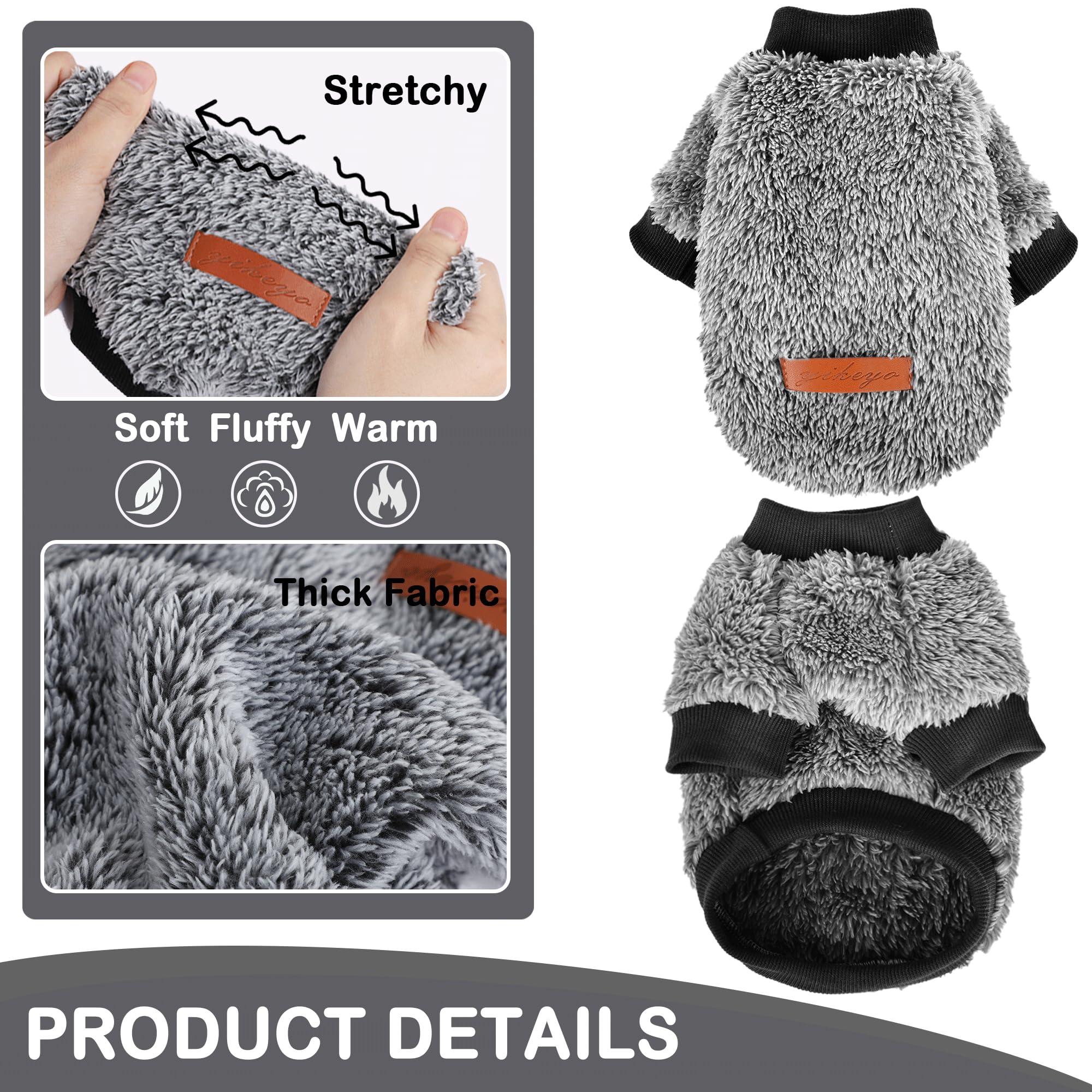 Dog Sweater Sweaters For Small Dogs Girl Purple Fleece Clothes Winter Soft Thickening Warm Puppy Boy Teacup Yorkie Chihuahua (M,