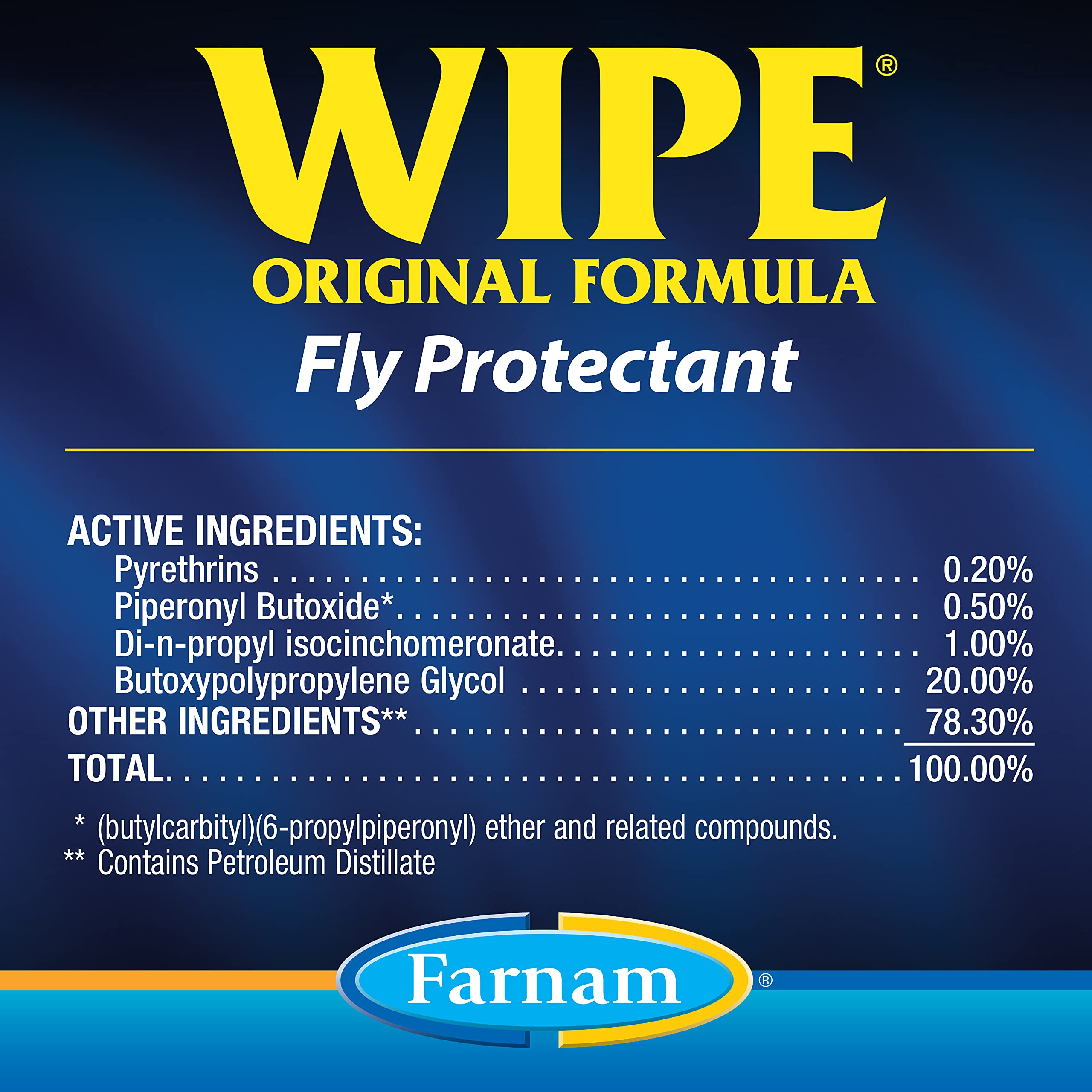 Farnam Wipe Original Formula Fly and Tick Protectant for Horses, 32 Fl Oz Ready-to-Use, Effective Pest Control Solution