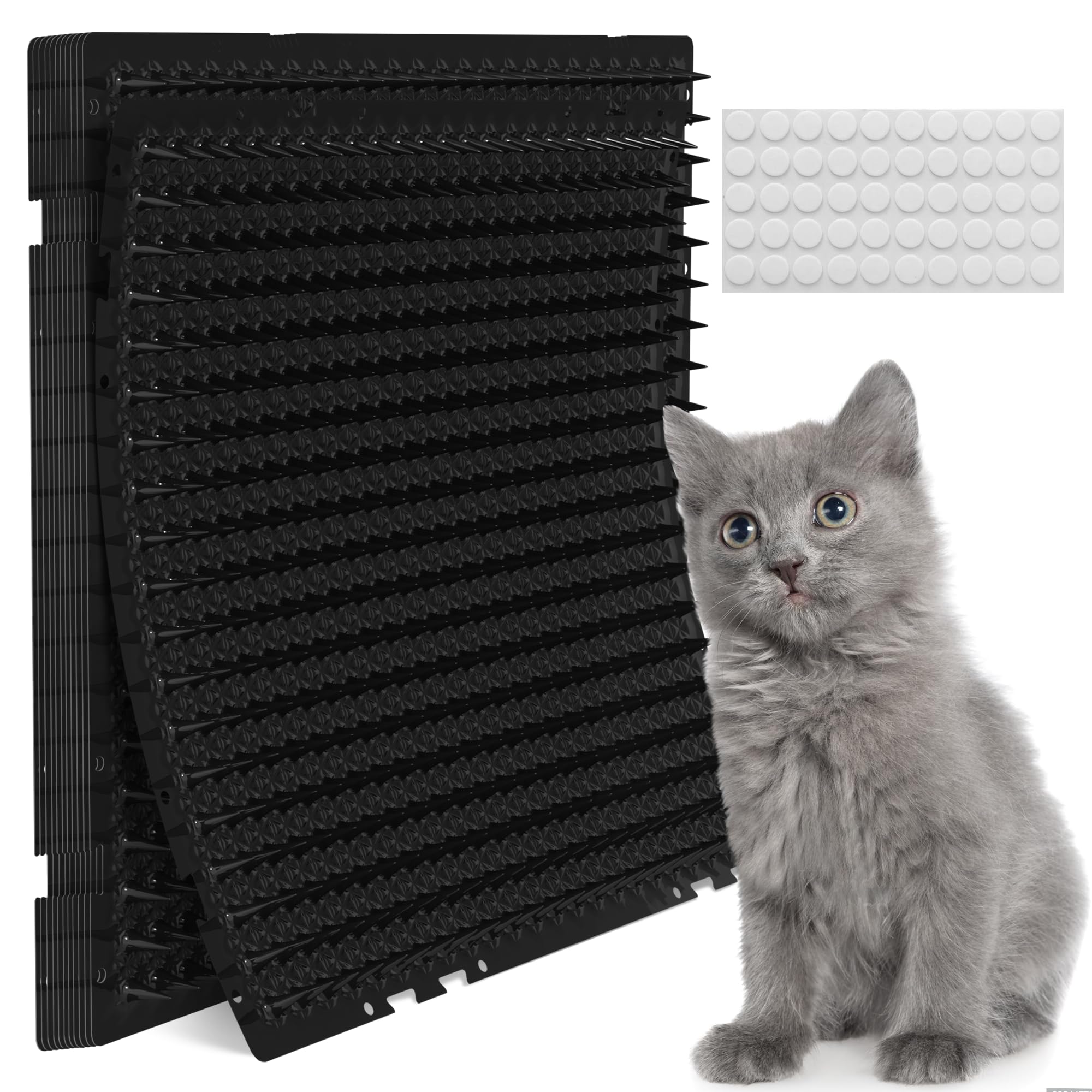 Petfolio 12 Pack Black Cat Spike Mat - 16' X 13' Scat Mat For Cats With 1' Spike Is A Perfect Cat Scat Mat For Indoor & Outdoor Cat Repellent To Deter Feral Cats & Dogs
