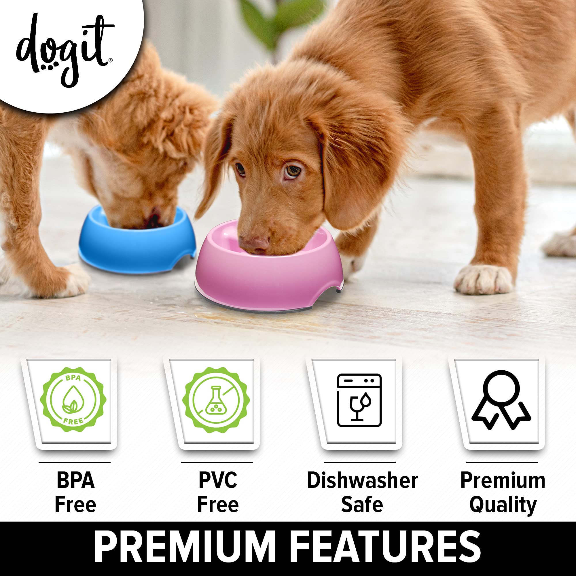 Dogit Go Slow Anti-Gulping Dog Dish, Small Pink Plastic Bowl for Wet/Dry Food, Model 73708