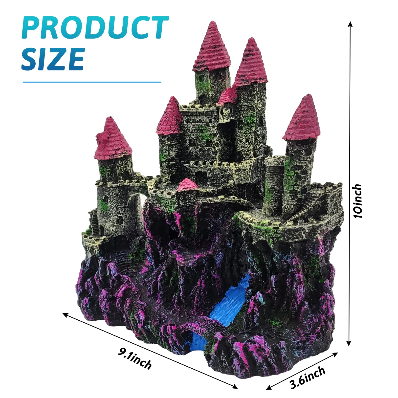 Pinvnby Aquarium Resin Castle Decoration Fish Tank Driftwood Castle Cave Hideouts House Plants Supplies Accessories(Pink) 