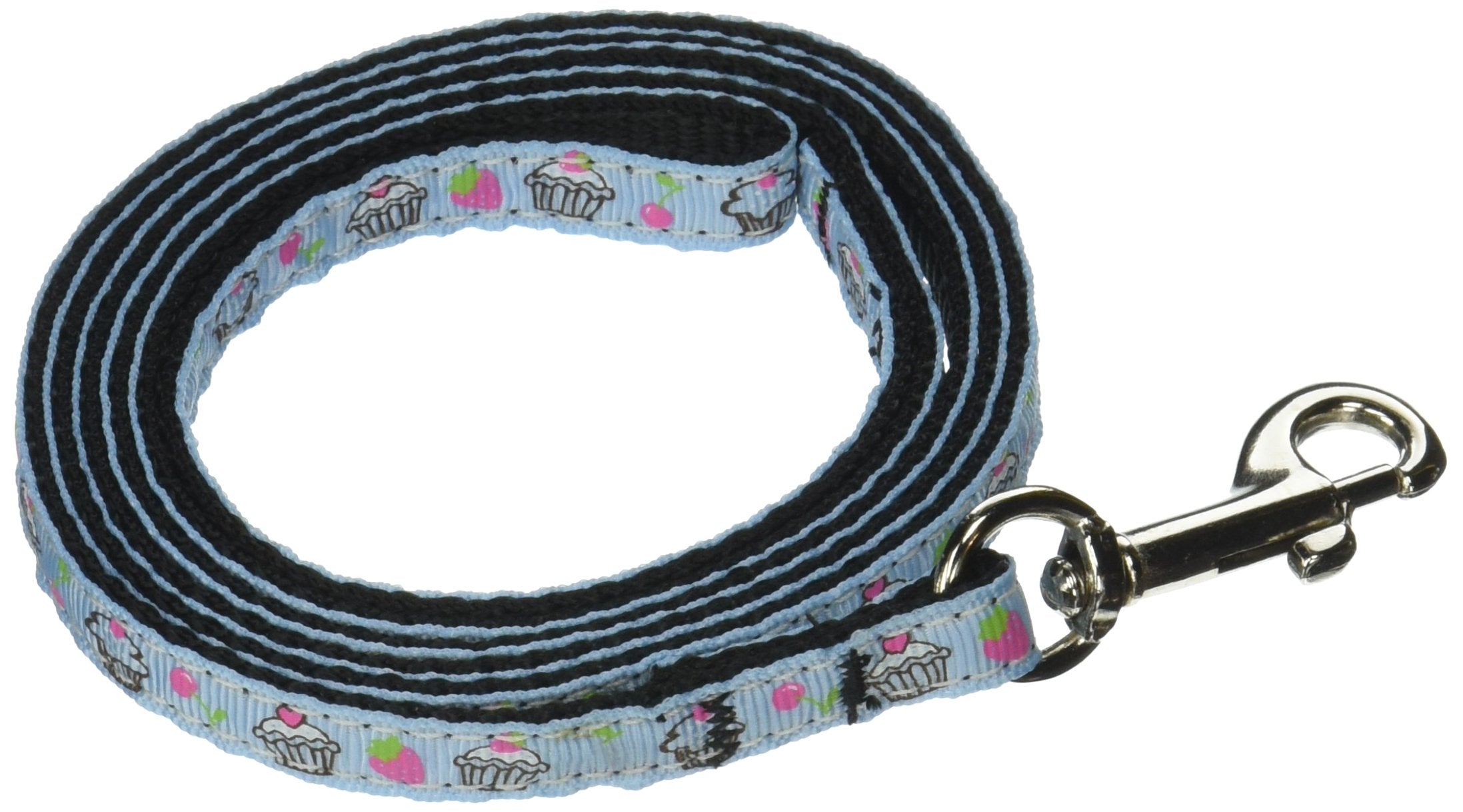 Mirage Pet Products Cupcakes Nylon Ribbon Leash for Pets, 3/8-Inch by 4-Feet, Baby Blue