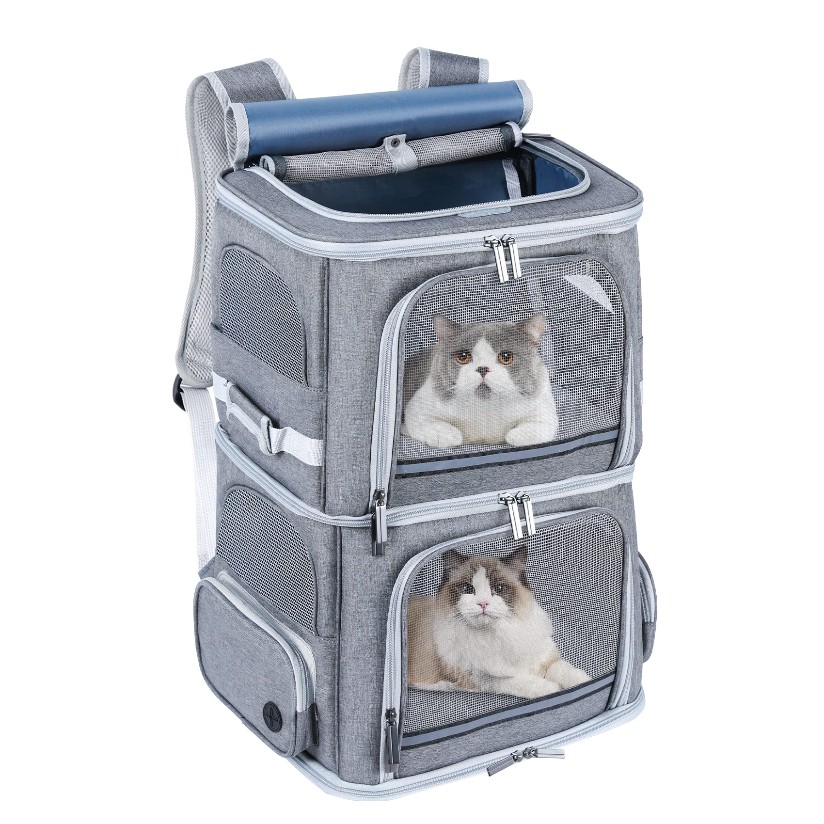 Groxkox Double Cat Carrier For 2 Cats,Dog Backpack Carrier For Medium Dogs,Double Compartment Pet Carrier Backpack For Dual Pets