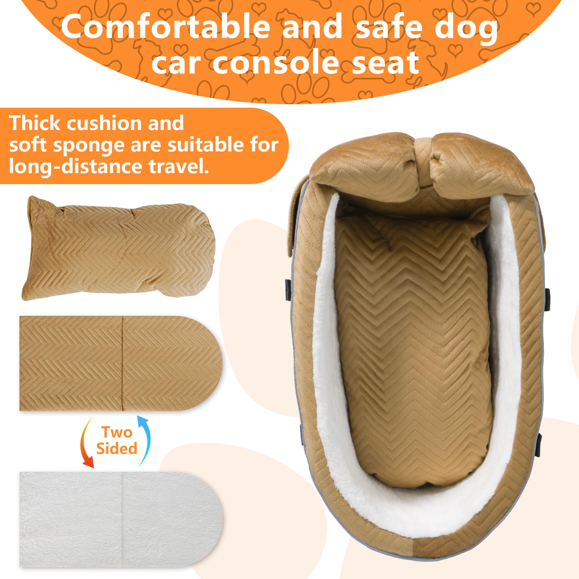 Dog Car Seat for Small Dogs Adjustable Portable Center Console Dog Car Seat Removable Cat Booster Cars Seats - Safety Belt with