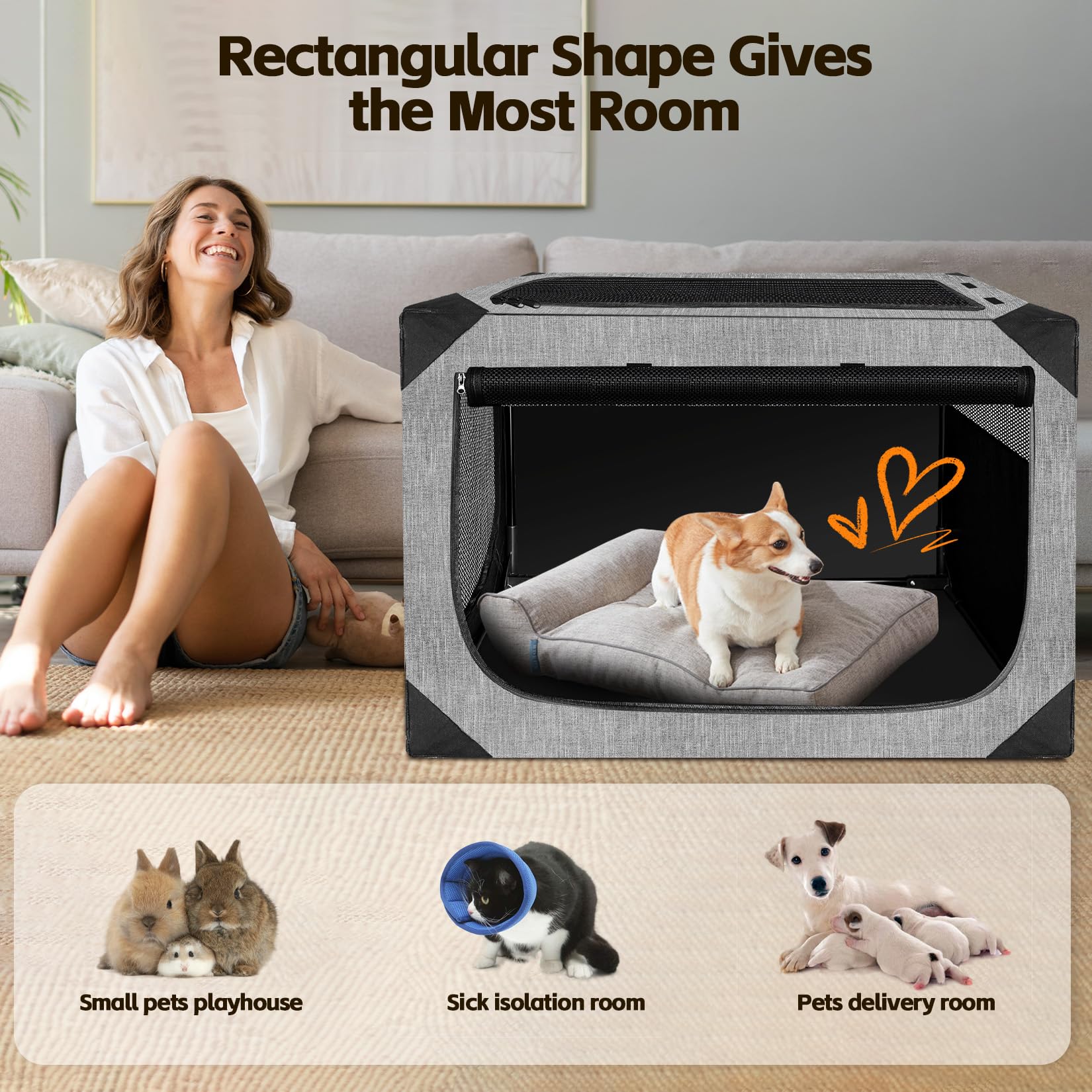 Dog Crate 30x21x21 Inch for Large or Medium Dogs, Portable and Foldable Design Perfect for Travel or Home Use, Dog Kennel with 3