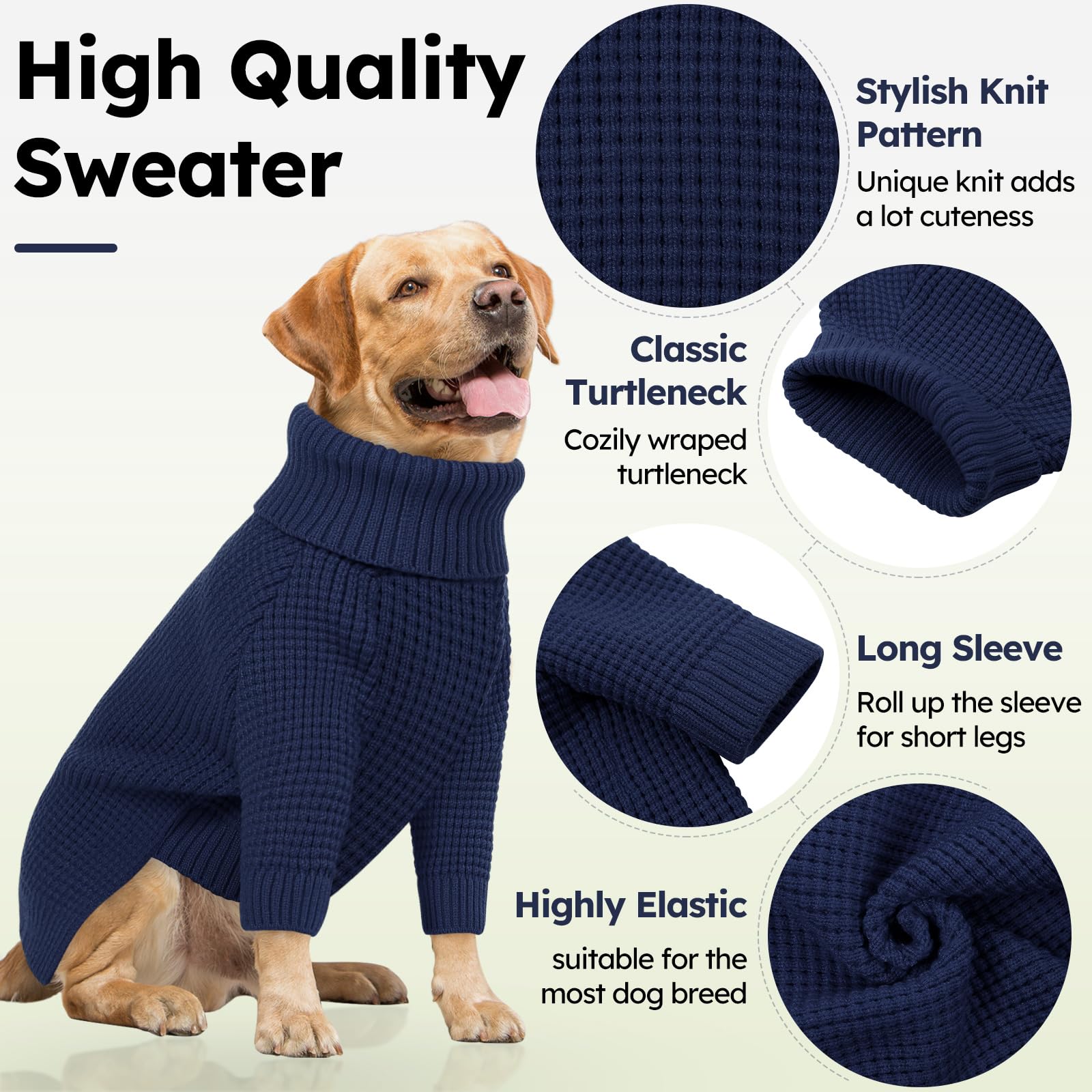 Queenmore Small Dog Sweater, Plaid Doggie Sweater, Long Sleeve Knitted Puppy Sweater With Check Pattern, Warm Pet Sweaters, Soli