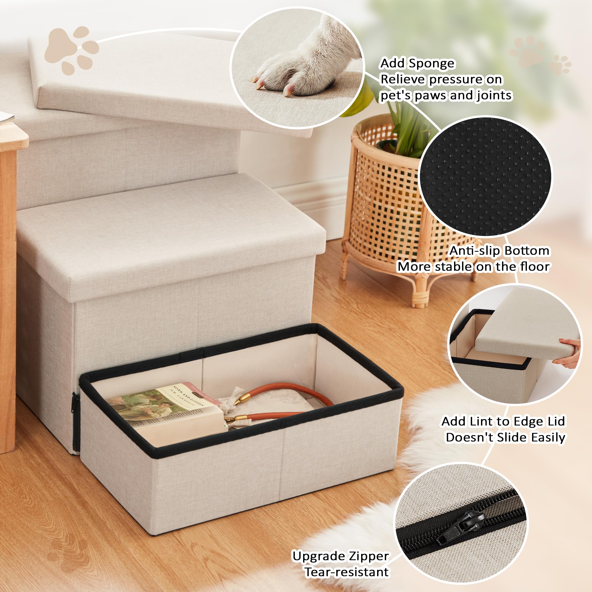 Love s cabin Dog Stairs for High Bed 18  H,Foldable Pet Stairs for Small Medium or Large Dogs Puppy with Storage for Bed or Cou