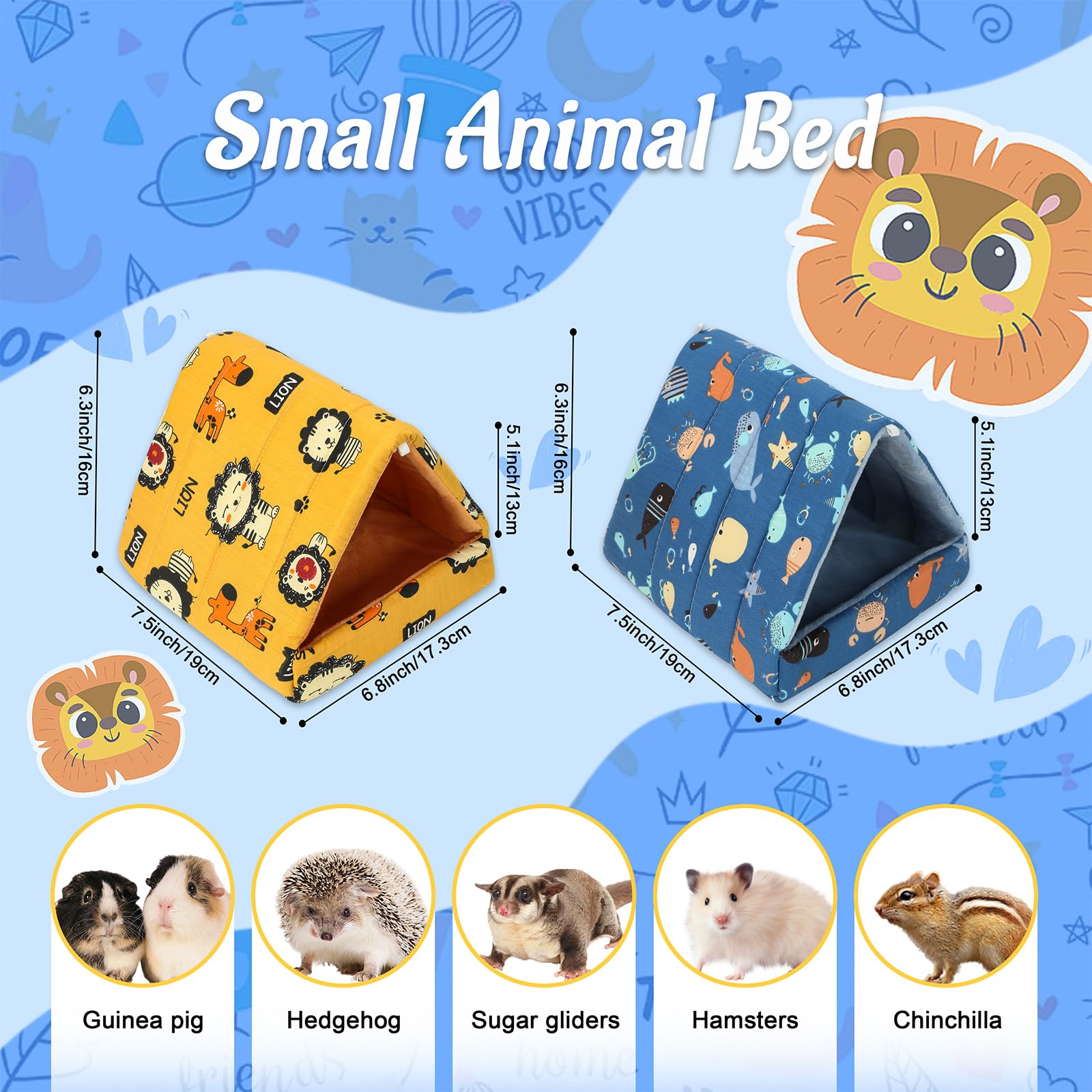 Yuepet 2 Pack Guinea Pig Bed - Washable Guinea Pig Hideout And House Small Animal Hideout Cage Accessories For Guinea Pigs Chinc