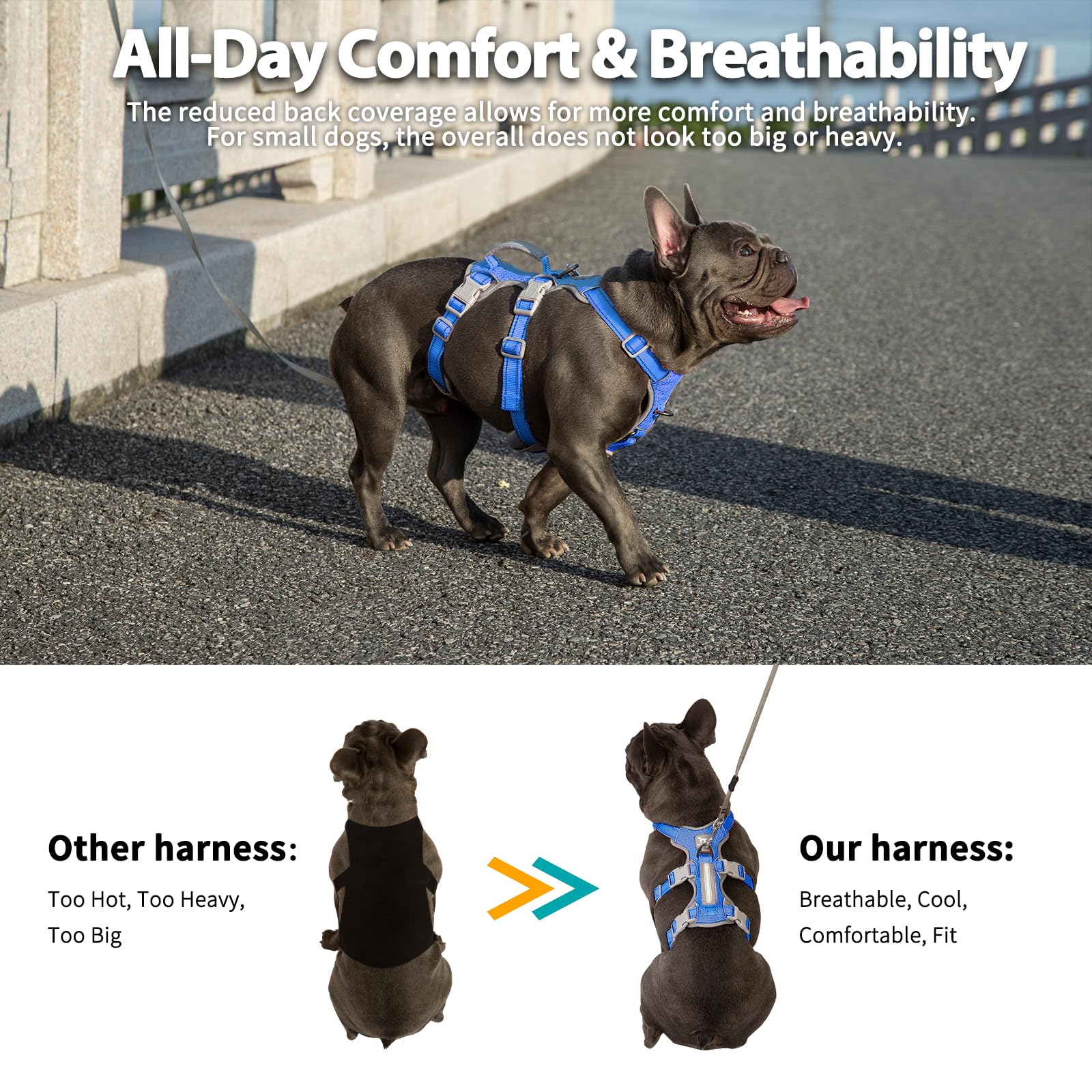 Huntboo Escape Proof Harness - No Slip Dog Harness, Fully Reflective With Handle, Breathable, Durable, Adjustable Vest For Mediu