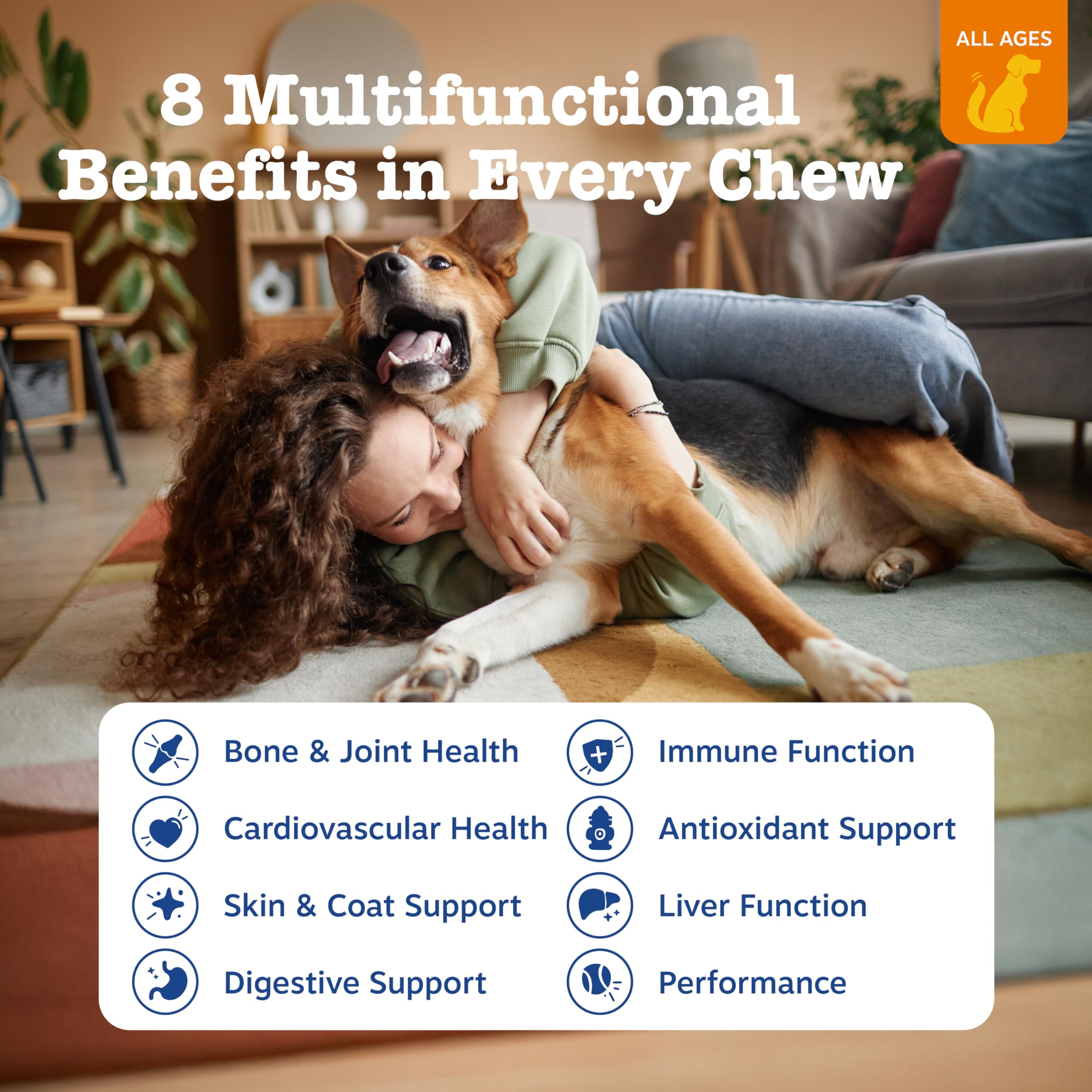 Zesty Paws Dog Multivitamin, Chewable Dog Vitamins and Supplements for Hip & Joints, Skin & Coat, Omega 3 Fish Oil for Dogs- Sen