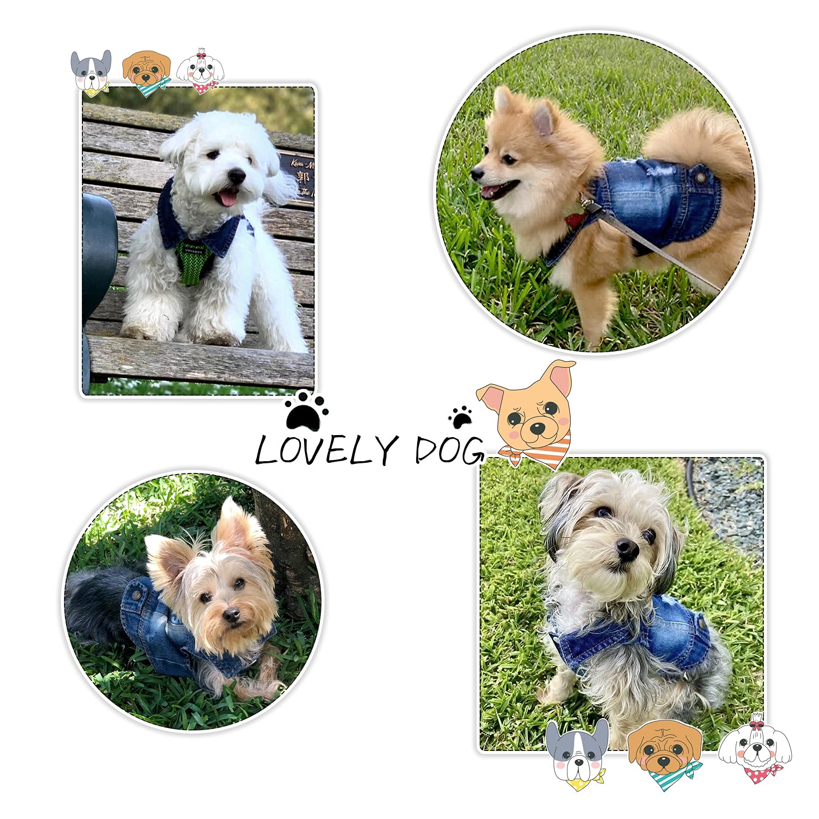 Sild Pet Clothes Dog Jeans Jacket Cool Blue Denim Coat Small Medium Dogs Lapel Vests Classic Hoodies Puppy Blue Vintage Washed Clothes