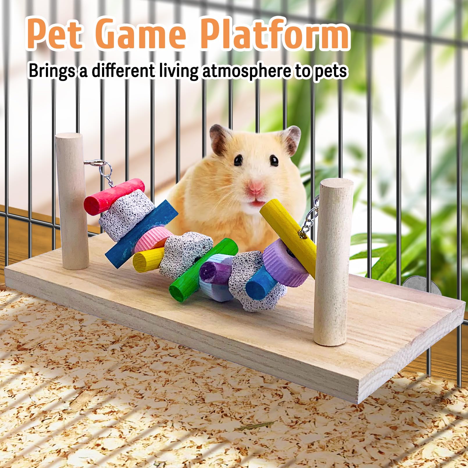 Tfwadmx Chinchilla Ledges Wood, Hamster Chew Toy Wood Platform Grinding Teeth Toys, Hamster Percy Ledges Wooden Standing Platfor