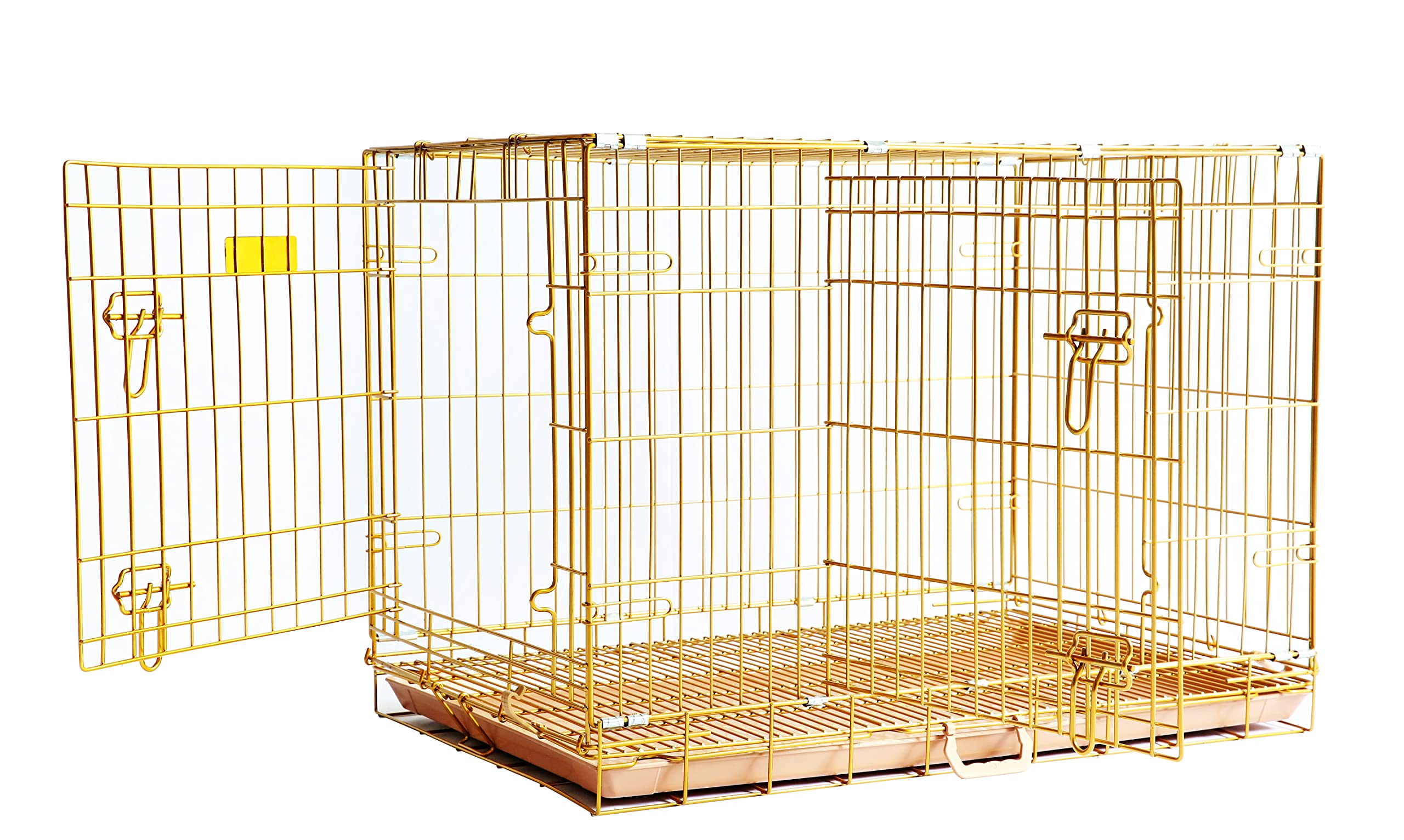 Homey Pet Copper Gold Dog Crate 36 Inch, Portable Folding Metal Wire Dog Kennel Pet Dog Cage With Removable Floor Grid, Pull Out