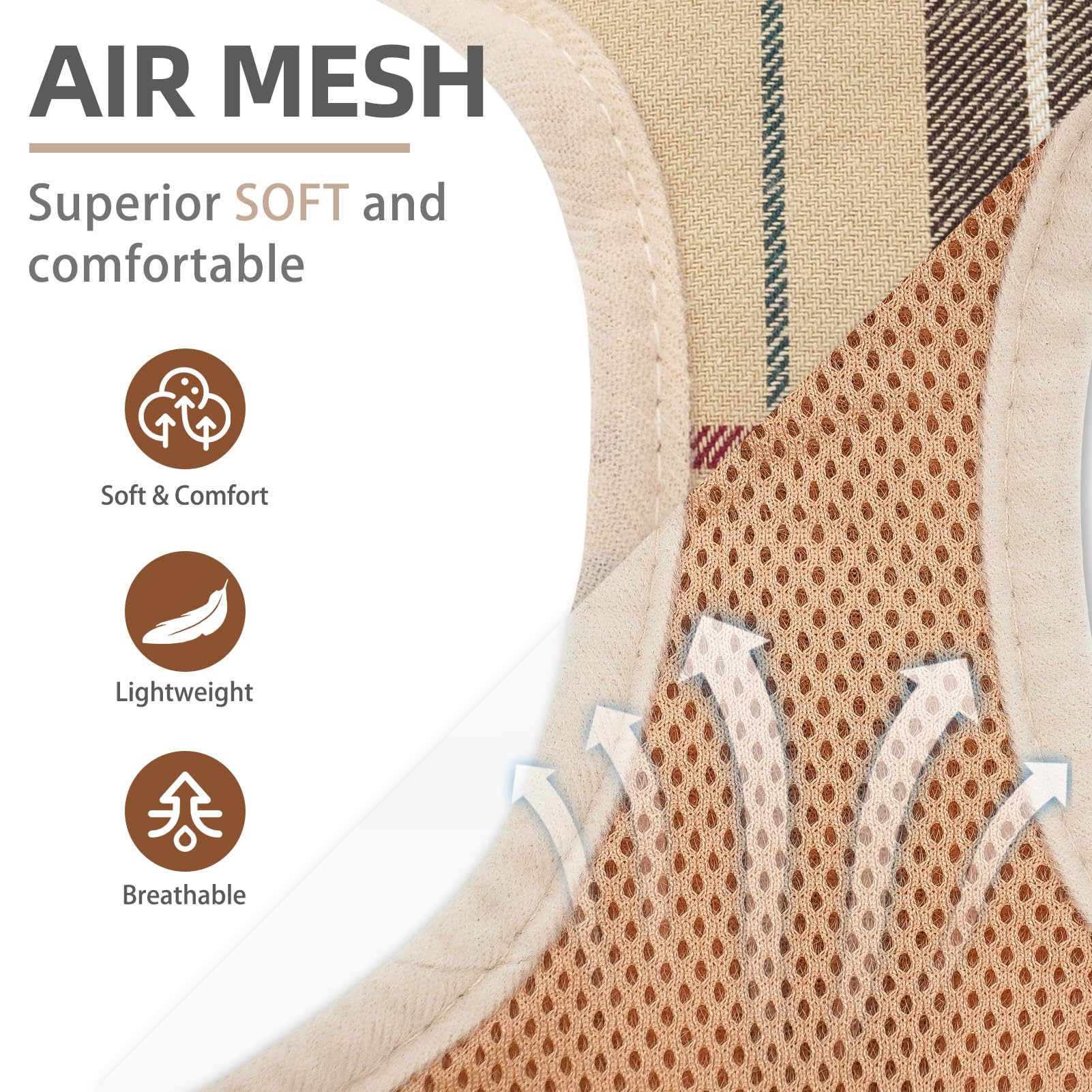 Pupteck Soft Mesh Dog Harness And Leash Set Step-In Plaid Puppy Padded No Pull Vest Harness For Xs Small Medium Sized Dogs Cats