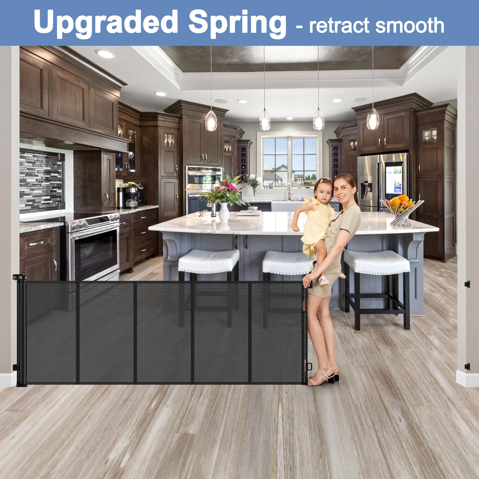 Reinforced 90 Inch Retractable Baby Gates Extra Wide Baby Gate With Reinforced Strips Retractable Dog Gate For The House Extra Wide Outdoor Retractable Gate Extra Long Baby Gate For Large Openings