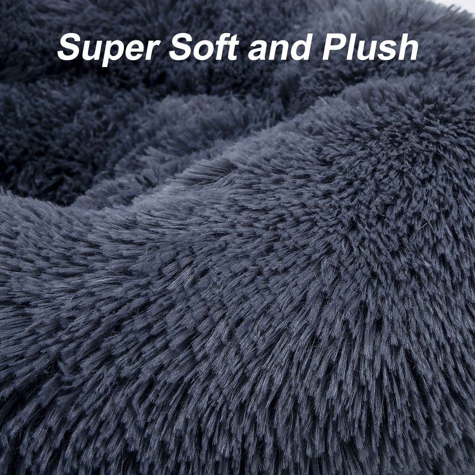 Mixjoy Orthopedic Dog Bed Comfortable Donut Cuddler Round Dog Bed Ultra Soft Washable Dog And Cat Cushion Bed (20''/23''/30''/36'') (36''X36'', Grey-Blue)