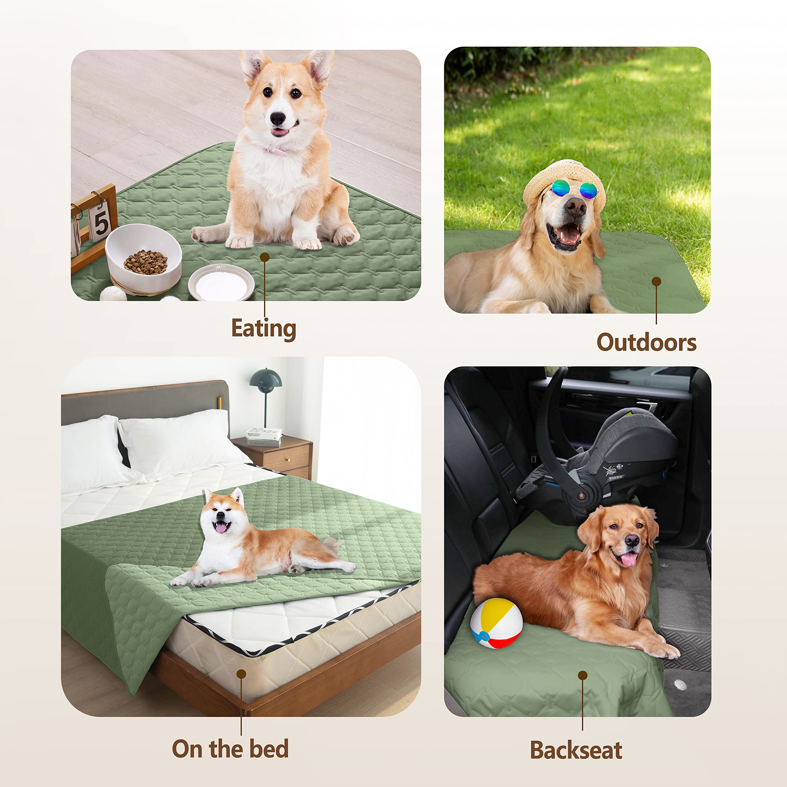 Gogobunny 100% Double-Faced Waterproof Dog Bed Cover Pet Blanket Sofa Couch Furniture Protector For Kids Children Dog Cat, Reversible (30X70 Inch (Pack Of 1), Dark Green/Light Green)