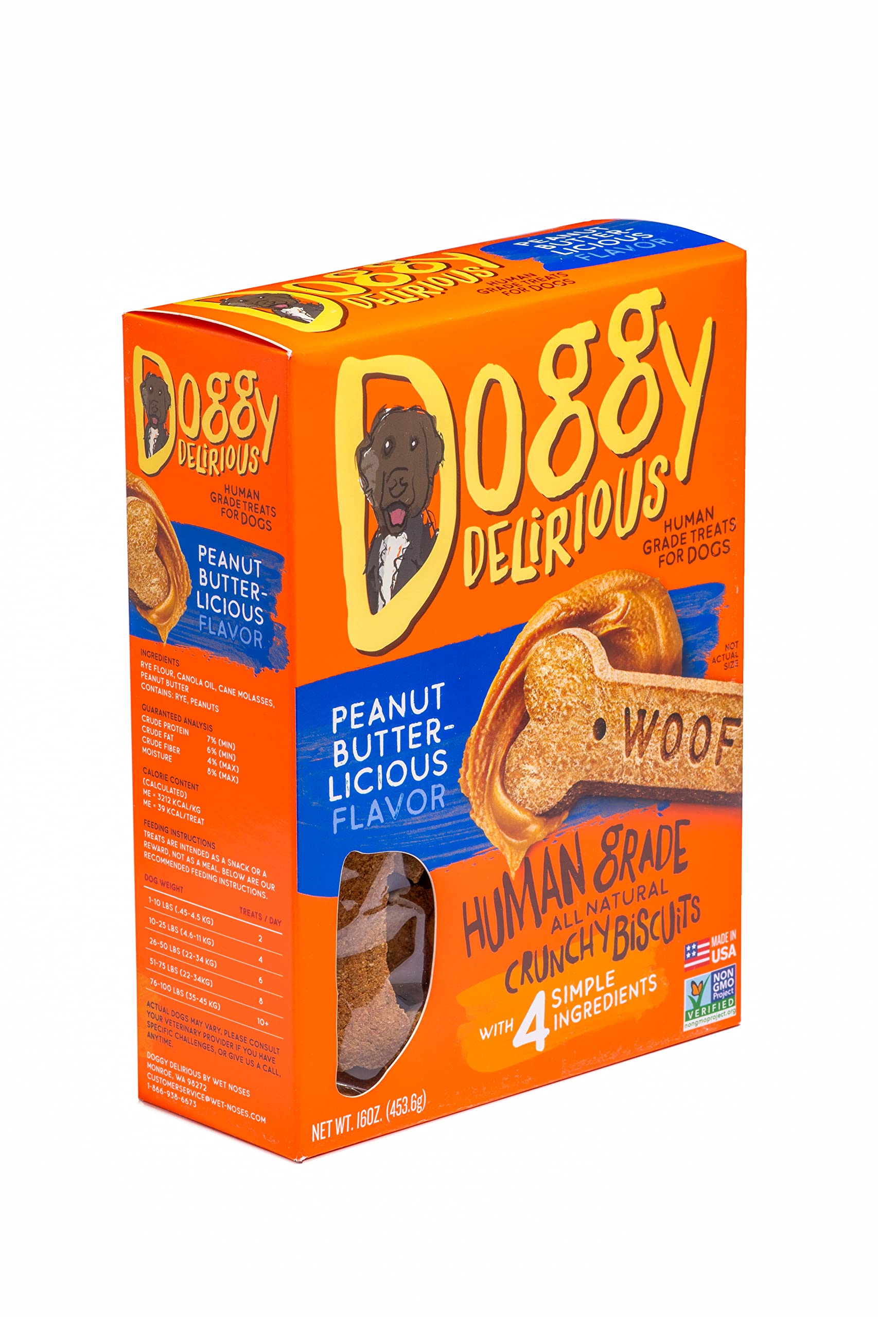 Doggy Delirious Dog Treats - Peanut Butter Bones - Case of 6 - 16 oz(D0102HXWPP6.)
