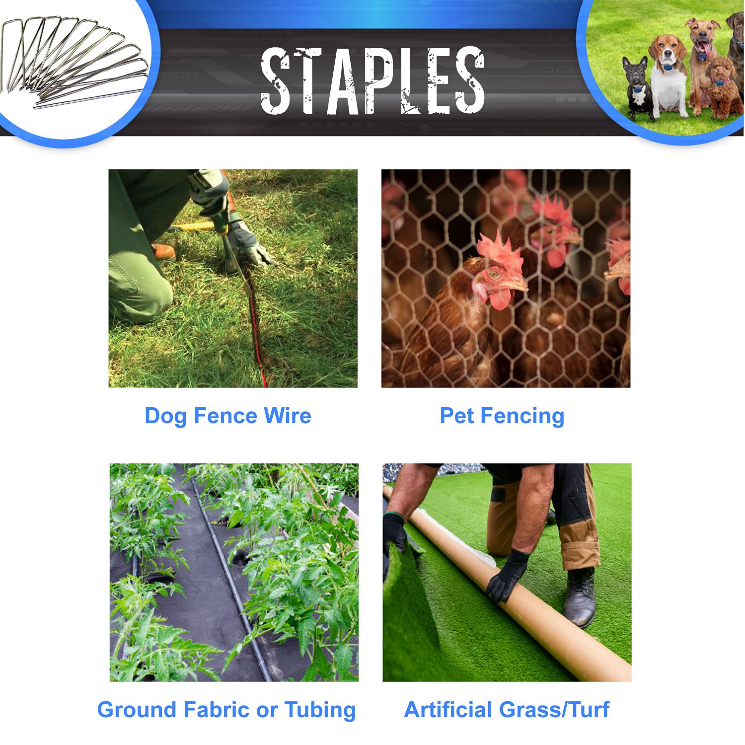 Extreme Dog Fence Pet Fence Staples For Electric Dog Fences And Sod Or Garden - 200 Staples