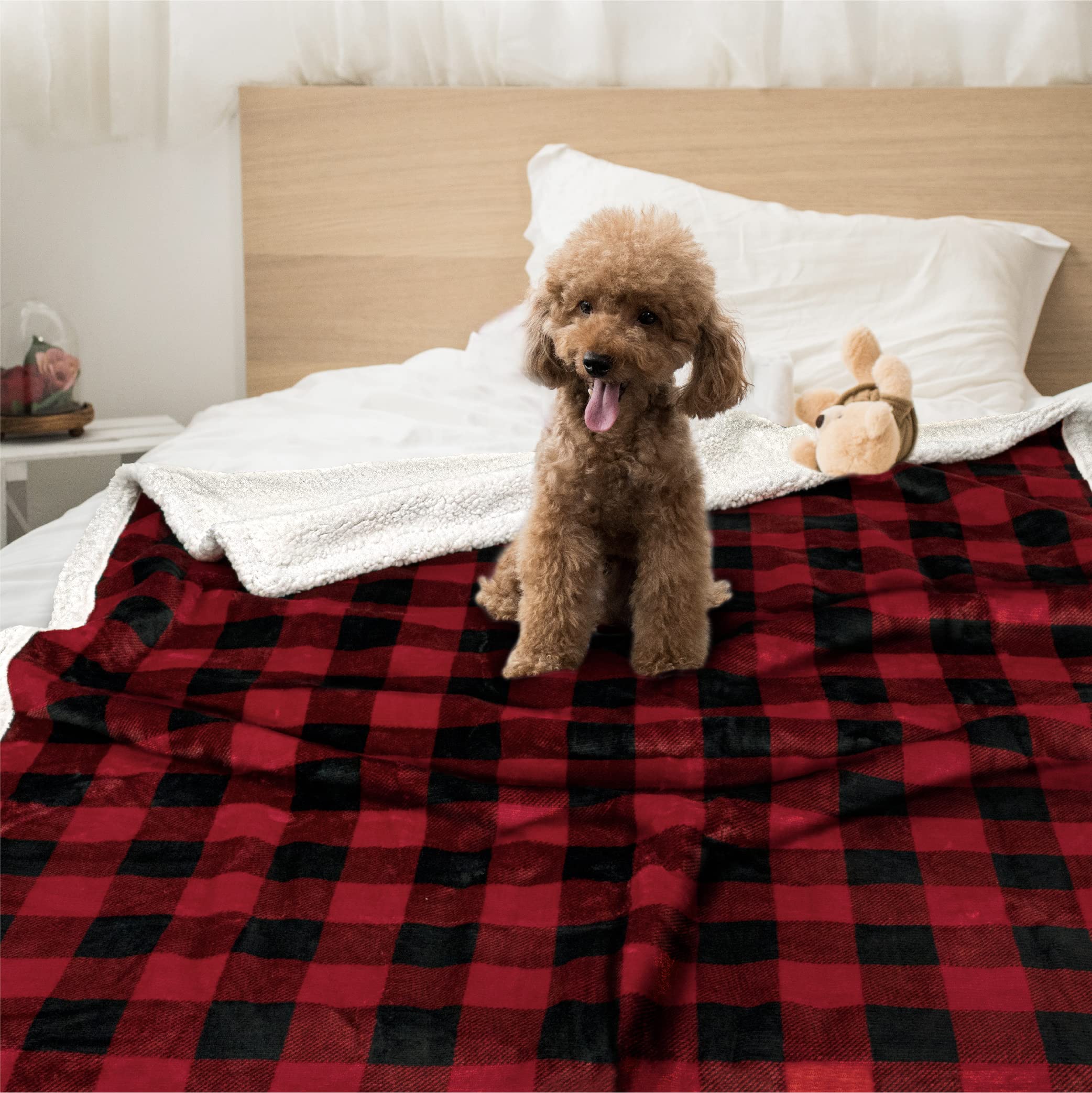 Petami Waterproofdog Blanket For Bed, Xl Dog Pet Blanket Couch Cover Protection, Sherpa Fleece Leakproof Bed Blanket For Crate K