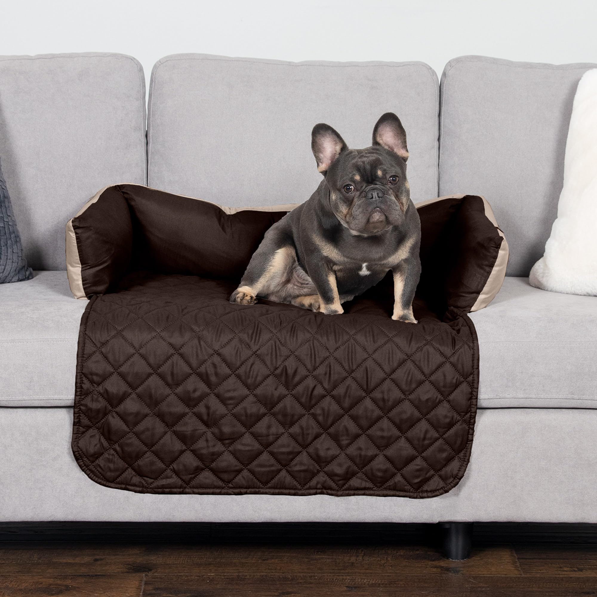 Furhaven Water-Resistant & Reversible 30' Wide Seat Cover Protector For Dogs & Cats, Perfect For Couches, Beds, & Car Seats - Sofa Buddy Bolster Seating Protector - Espresso/Clay, Medium