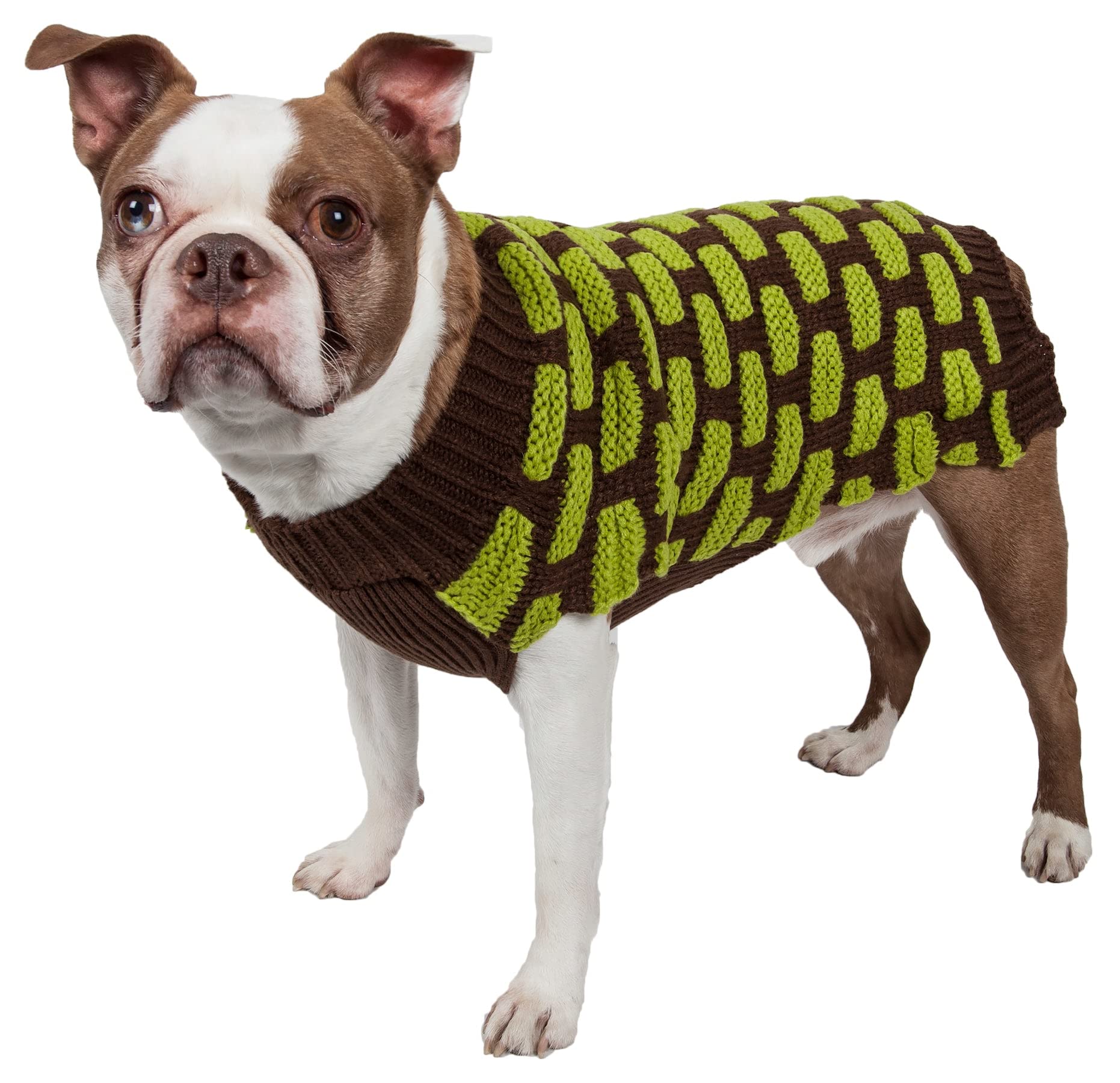 Pet Life ® Weaved Fashion Pet Sweater - Designer Heavy Knitted Dog Sweater with Turtle Neck - Winter Dog Clothes Designed to Keep Warm