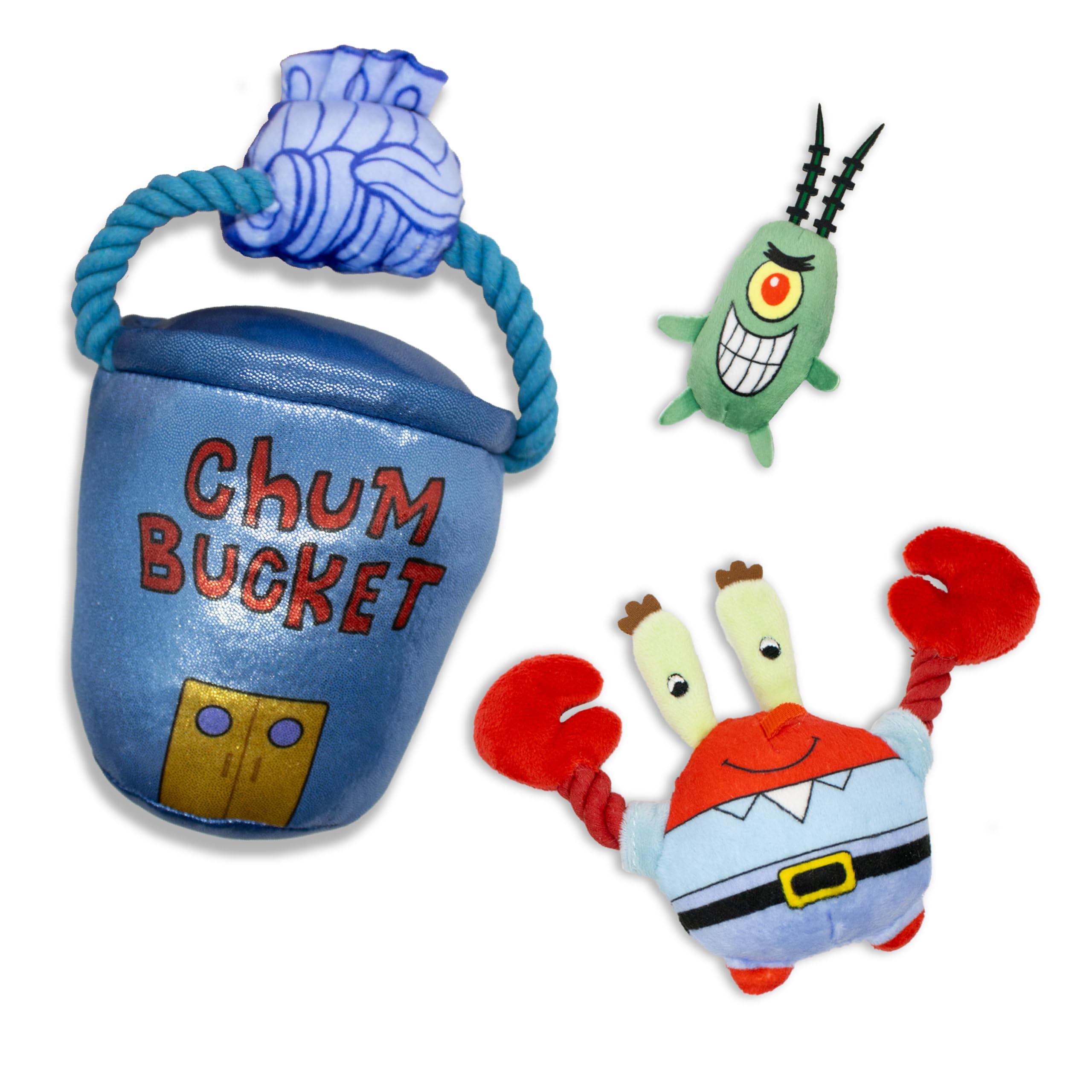 Design Lab, Inc. Spongebob Squarepants Official Merchandise | Interactive Dog Toys With Tug Rope & Squeakers | Collectible 3-Pac
