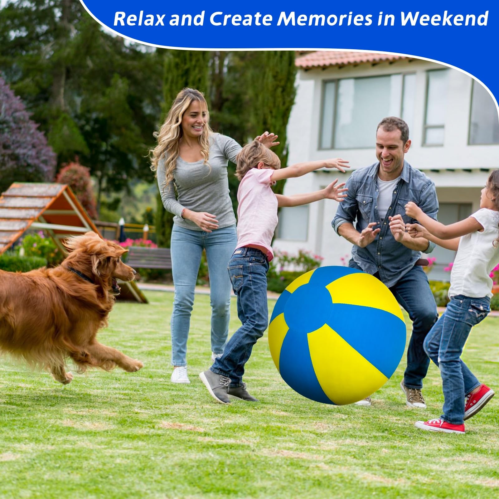 Herding Ball For Dogs, Dual Layered Set For Australian Shepherd, Cattle, Collie, Agility Equipment-Free Training Book (Blue & Ye