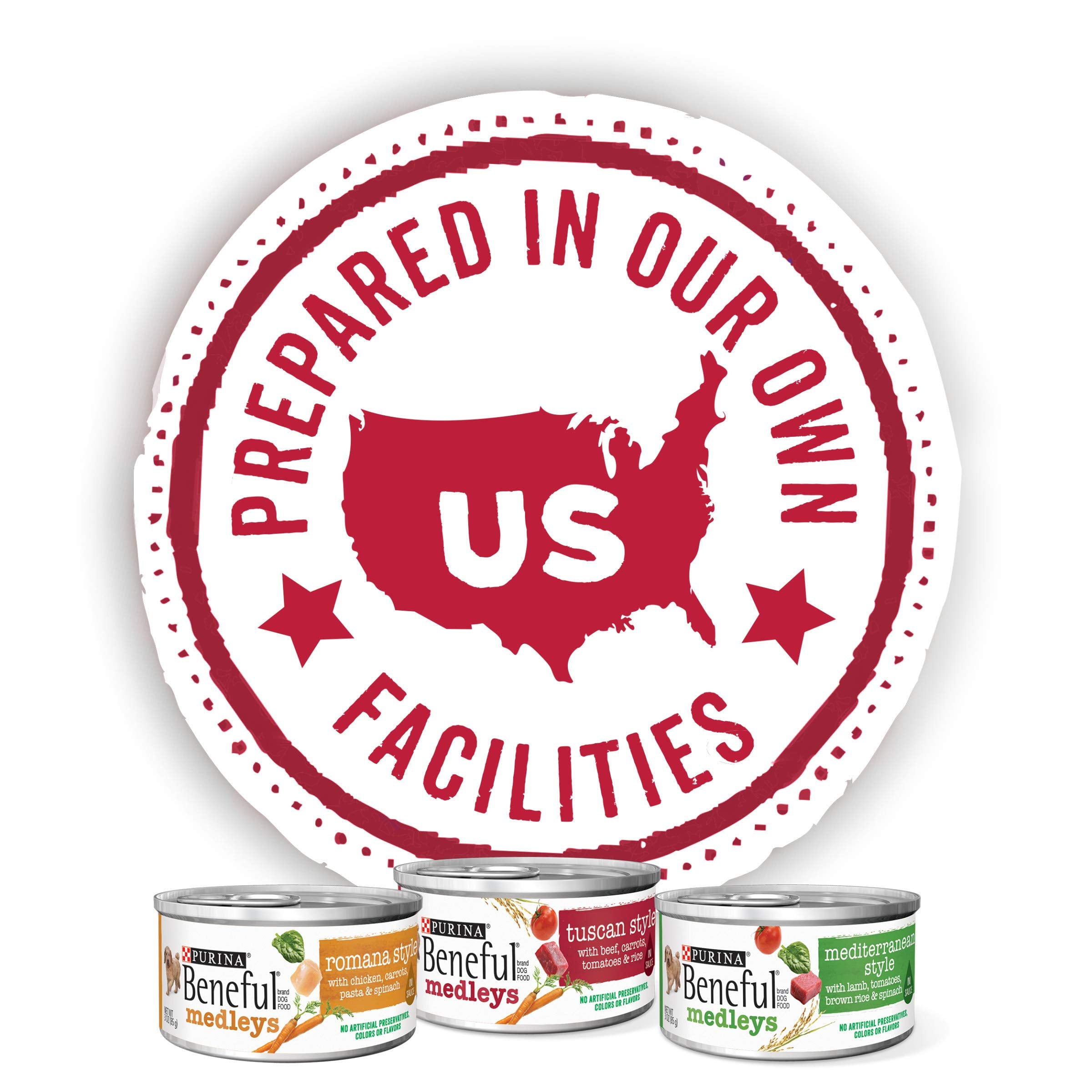 Purina Beneful Wet Dog Food Variety Pack, Medleys Tuscan, Romana & Mediterranean Style - (2 Packs of 12) 3 oz. Cans