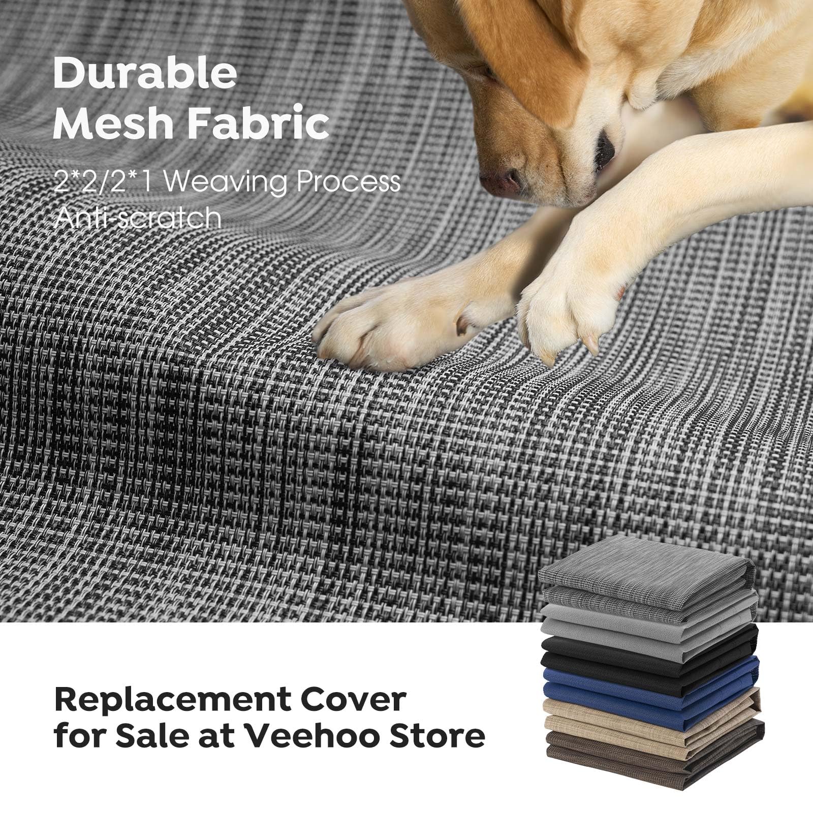 Veehoo Cooling Elevated Dog Bed, Portable Raised Pet Cot With Washable & Breathable Mesh, No-Slip Feet Durable Dog Cots Bed For Indoor & Outdoor Use, Large, Cwc1803-L Black Silver