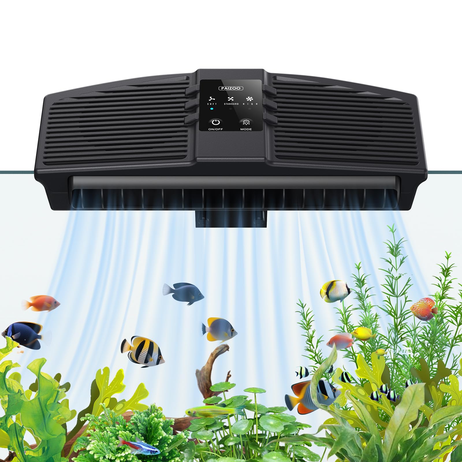 PAIZOO Aquarium Chiller Fan, Fish Tank Cooling Fan with 3 Speed Modes Aquarium Cooler Water Chiller for Axolotl Betta Fish Acces